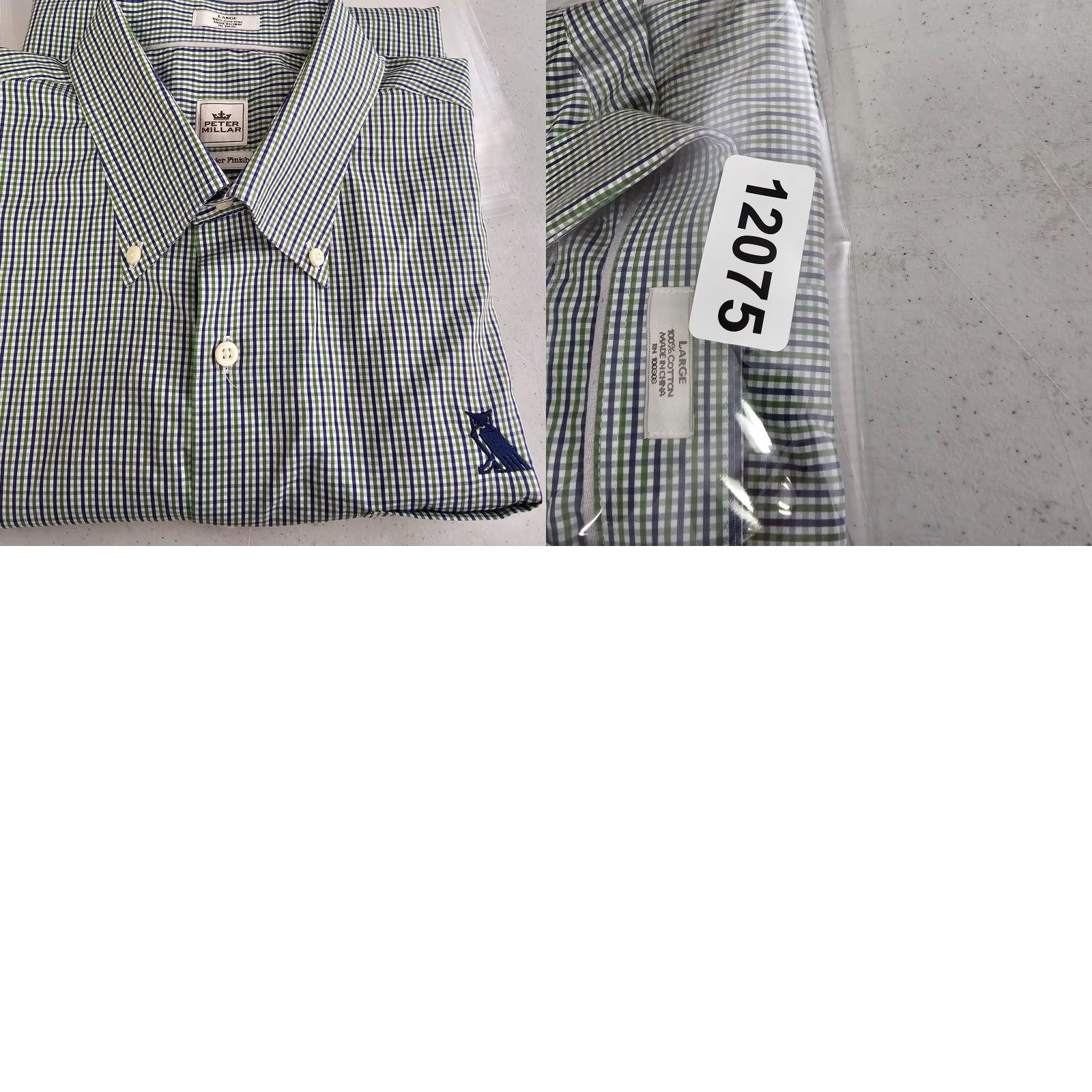 Peter Millar Peter Millar Shirt Mens Large Green Blue Micro Check Woven Button Down Cotton Size US L / EU 52-54 / 3 - 9 Thumbnail