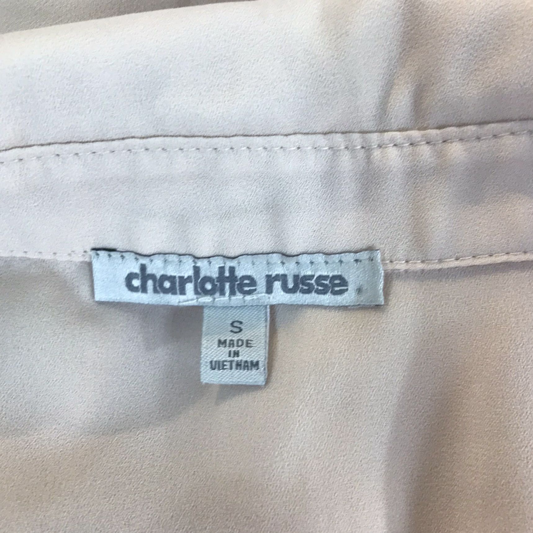 Vintage Charlotte Russe Dress Shirt Women Knee Length Beige 1/2 Button-Up Roll Tab Sleeves S Size S / US 4 / IT 40 - 3 Thumbnail