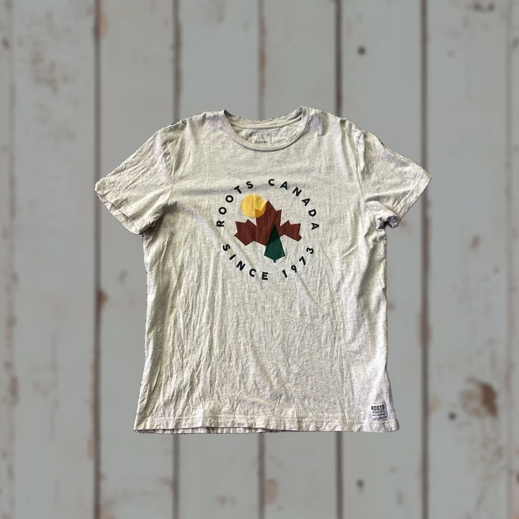 Roots Roots T-Shirt Grey Size Large Men Regular Cotton Knit Short Sleeve Crew Neck All Seasons Size US L / EU 52-54 / 3 - 1 Thumbnail