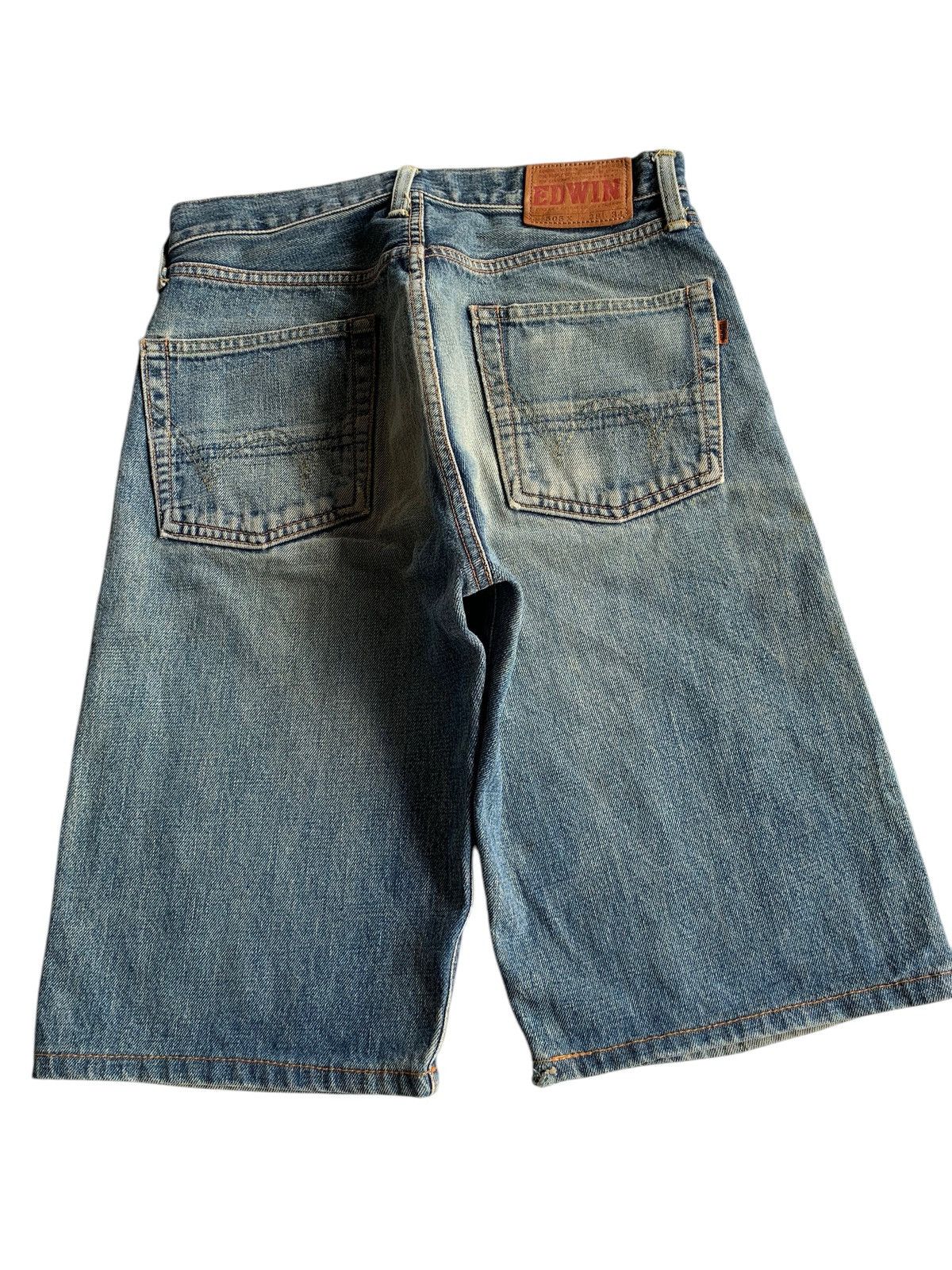 VINTAGE EDWIN 505X SELVEDGE SHORT DISTRESSED DENIM