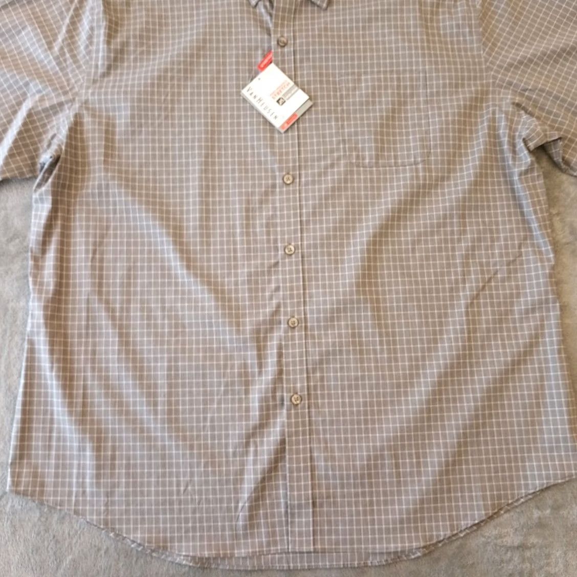 Van Heusen Van Heusen Shirt Mens 2XL Gray Check Long Sleeve Button-Up Cotton Blend Regular Size US XXL / EU 58 / 5 - 6 Thumbnail