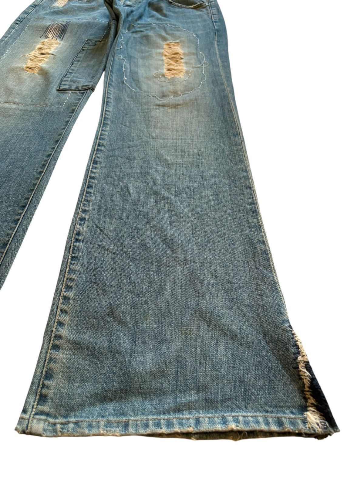 Japanese Brand Vintage Japanese Brand Mud Wash Patched Flare Jeans Size US 34 / EU 50 - 7 Thumbnail