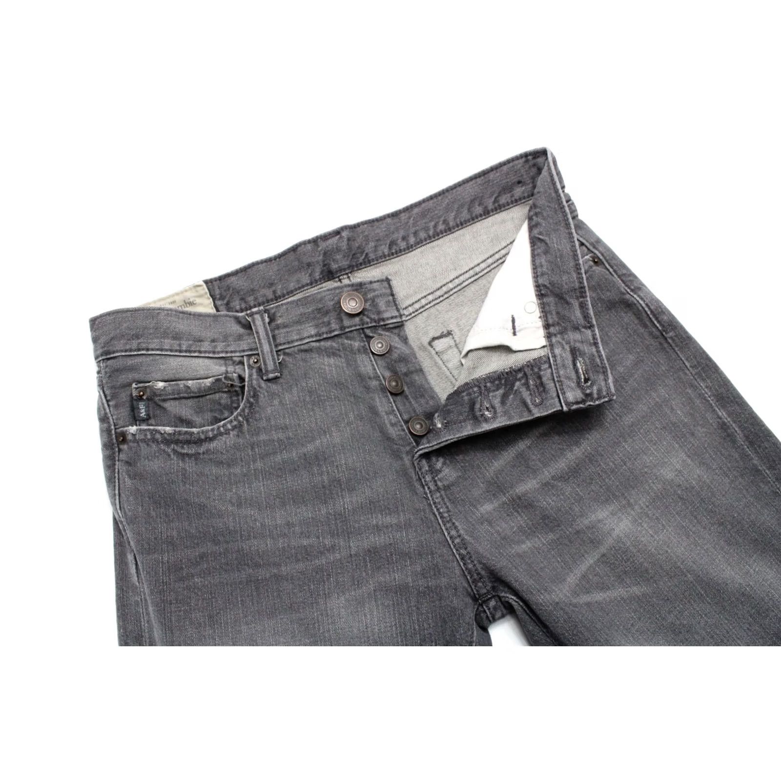 Abercrombie & Fitch Abercrombie & Fitch Jeans Men's W31/L32 Whiskers Button Fly Faded Regular Fit Grey Denim Casual Pants Vintage? No Size US 31 - 4 Thumbnail