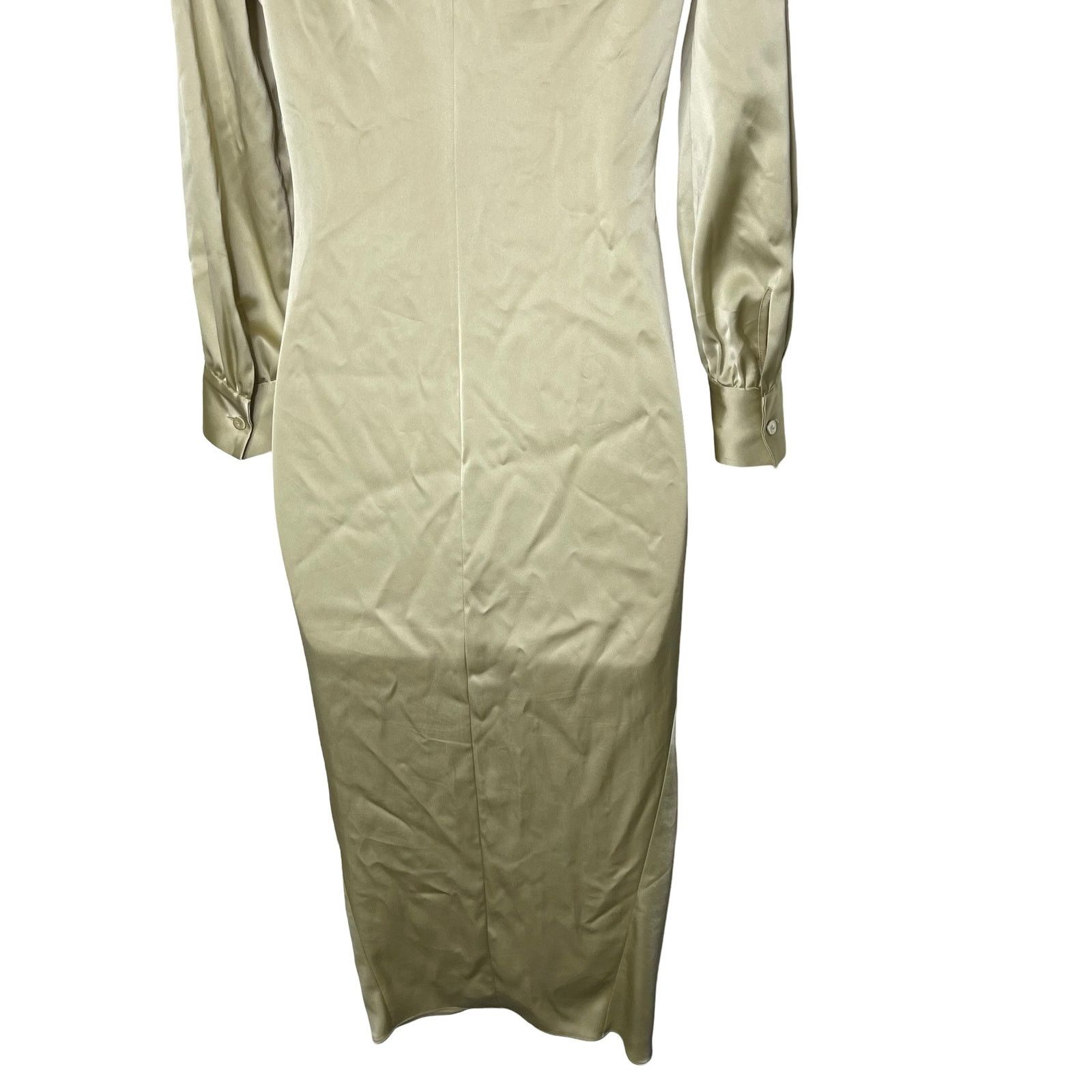 Theory Theory Twist Front Satin Midi Dress in Lime Green sz 00 Size XXS / US 00 / IT 34 - 7 Thumbnail
