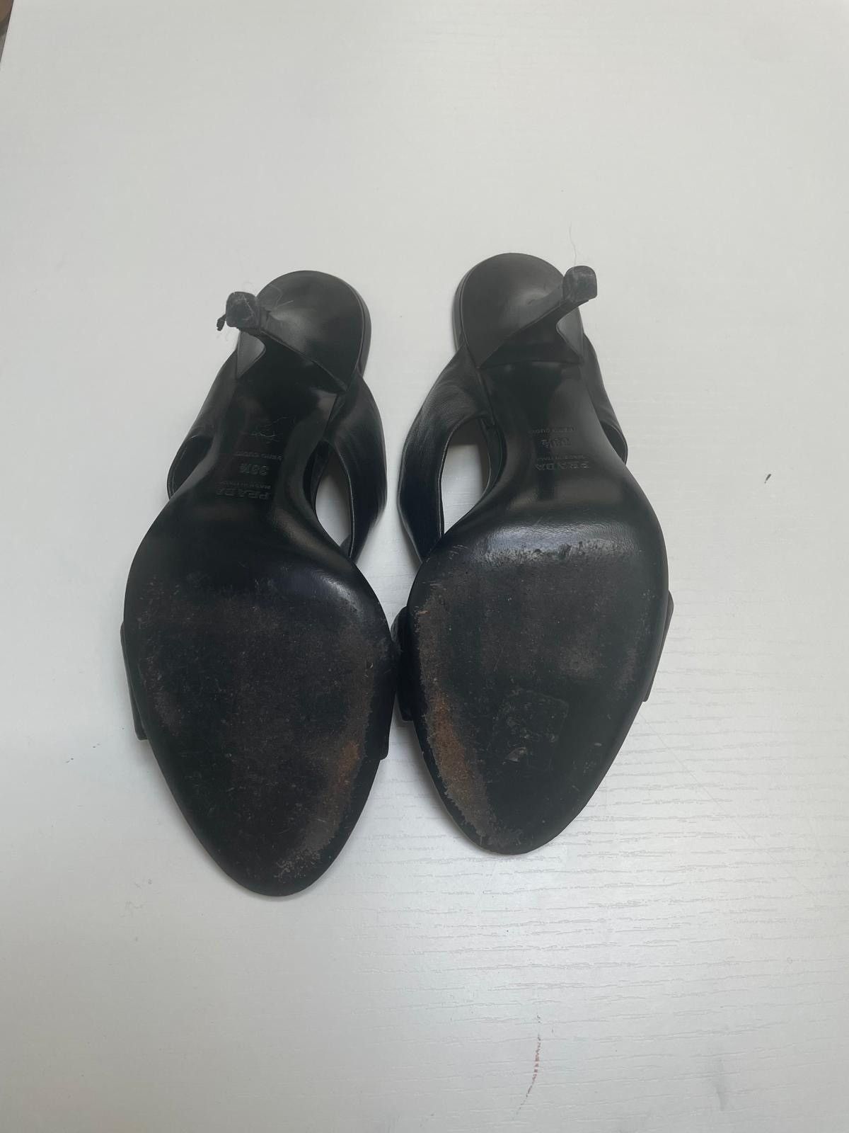 Prada Black soft leather slip-on Prada heels Size US 8.5 / IT 38.5 - 3 Thumbnail
