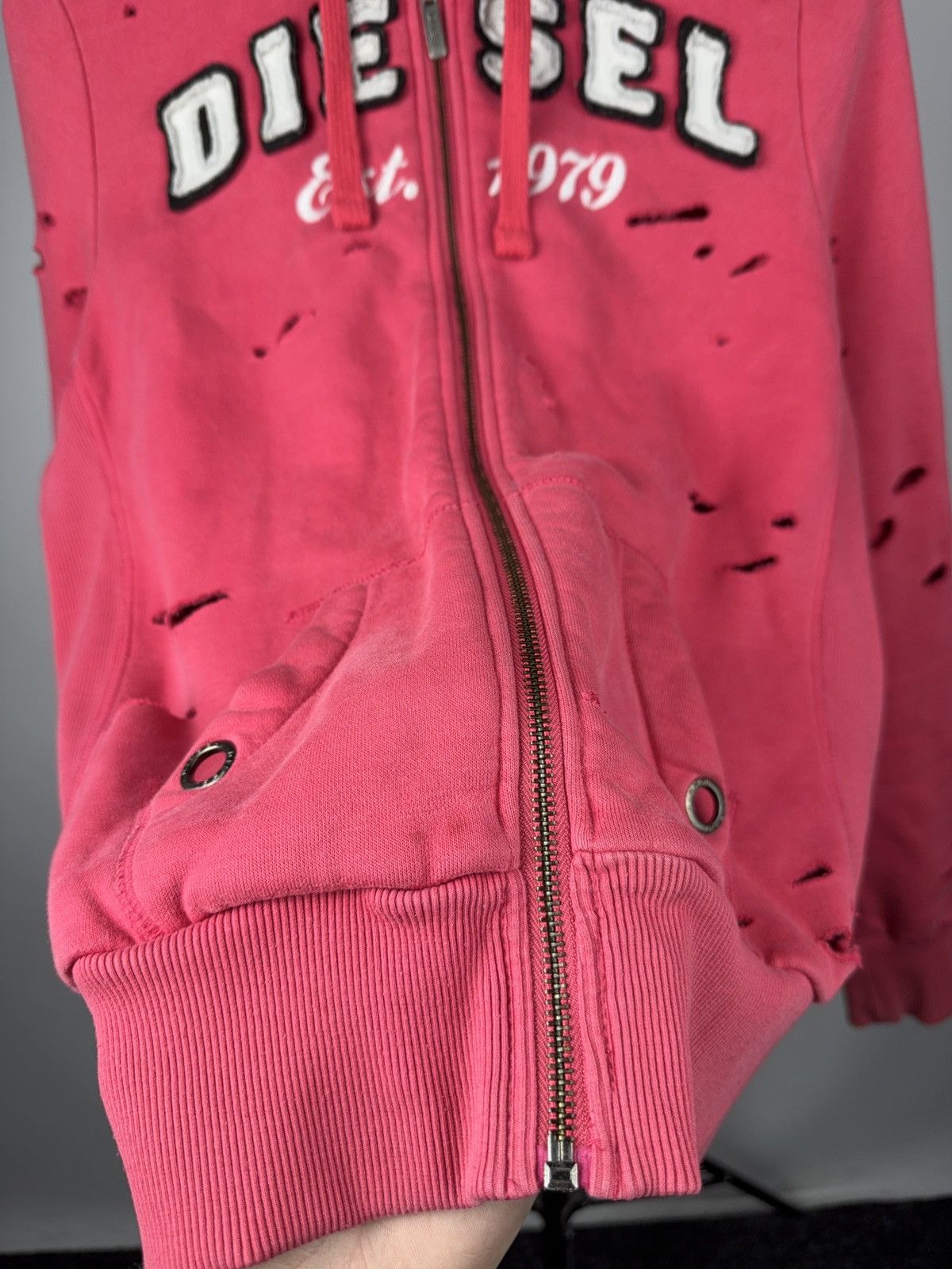 Diesel Vntg Y2K 90s Distressed Diesel Hoodie Luxury Avant Grade Size L / US 10 / IT 46 - 4 Thumbnail