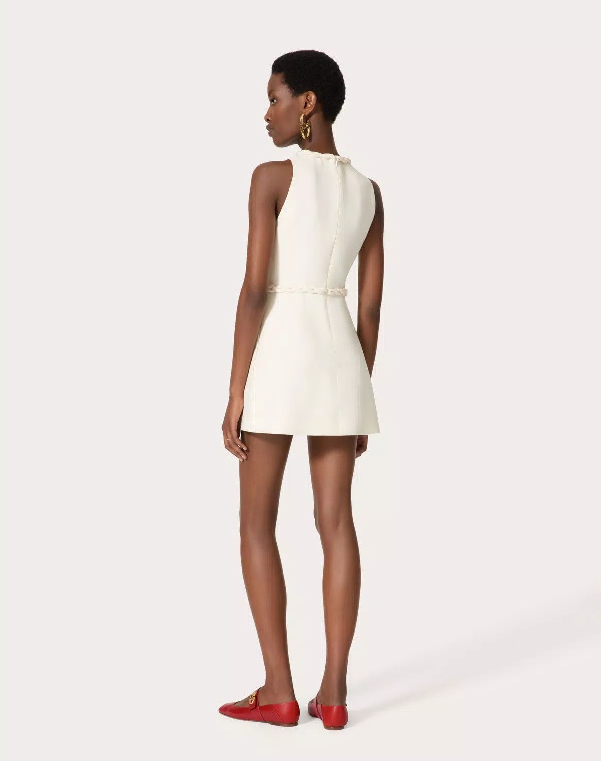Valentino o1s1wg110426 Crepe Couture Short Dress in Ivory Size XS / US 0-2 / IT 36-38 - 4 Thumbnail