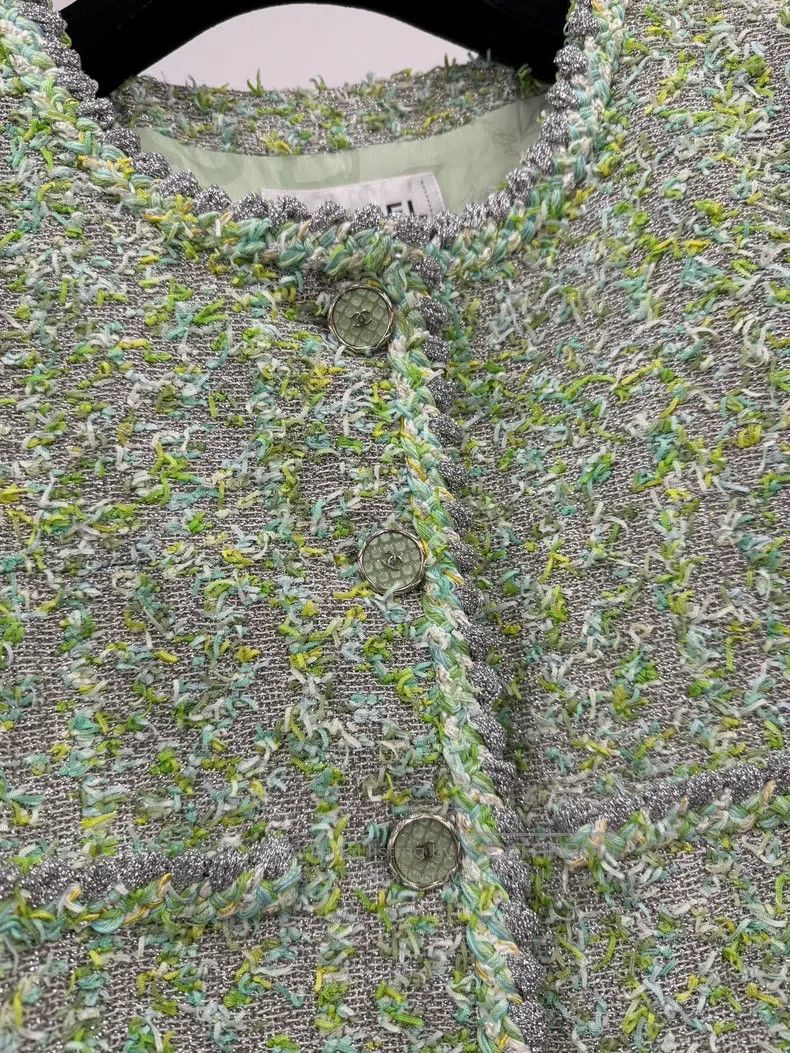 Chanel Chanel Green silver rolled edge four-pocket jacket Size S / US 4 / IT 40 - 2 Thumbnail