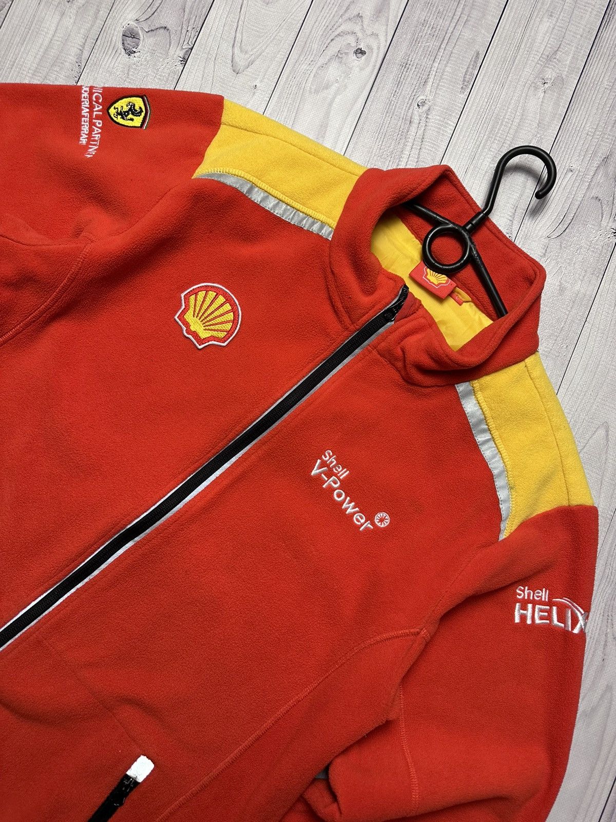 Vintage Ferrari racing fleece jacket red Shell big logo L