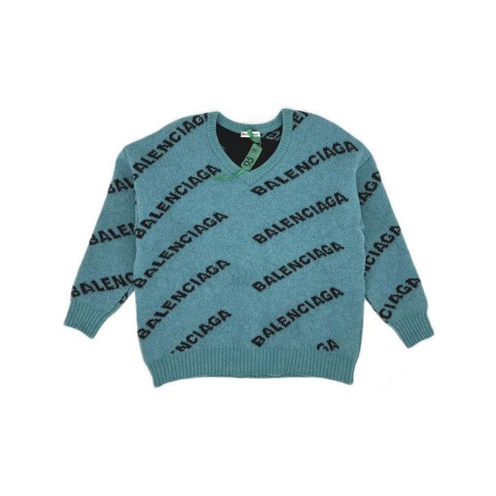 Balenciaga Balenciaga Balenciaga VNeck Logo Sweater in Blue -2507 Size US S / EU 44-46 / 1 - 2 Thumbnail