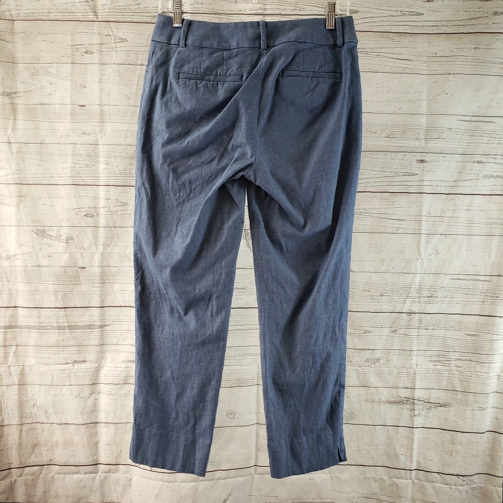 Loft Ann Taylor LOFT Womens Riviera Crop Pants Sz 0 Curvy Blue Mid Rise Cotton Blend Size 25" / US 0 / IT 36 - 3 Thumbnail