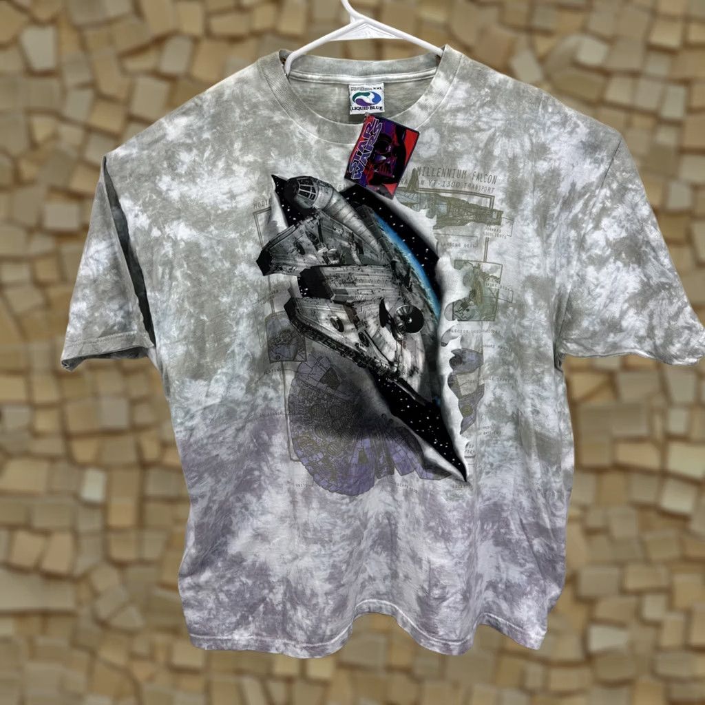 Liquid Blue VINTAGE Liquid Blue Star Wars Millennium Falcon T Shirt 2XL XXL White Rare 90s Mens Size US XXL / EU 58 / 5 - 1 Thumbnail