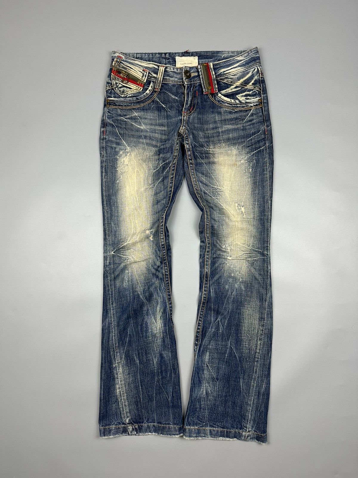 If Six Was Nine Distressed Yoshimoto Nara X Lolita Flare Zipper Jeans Size US 30 / EU 46 - 2 Thumbnail
