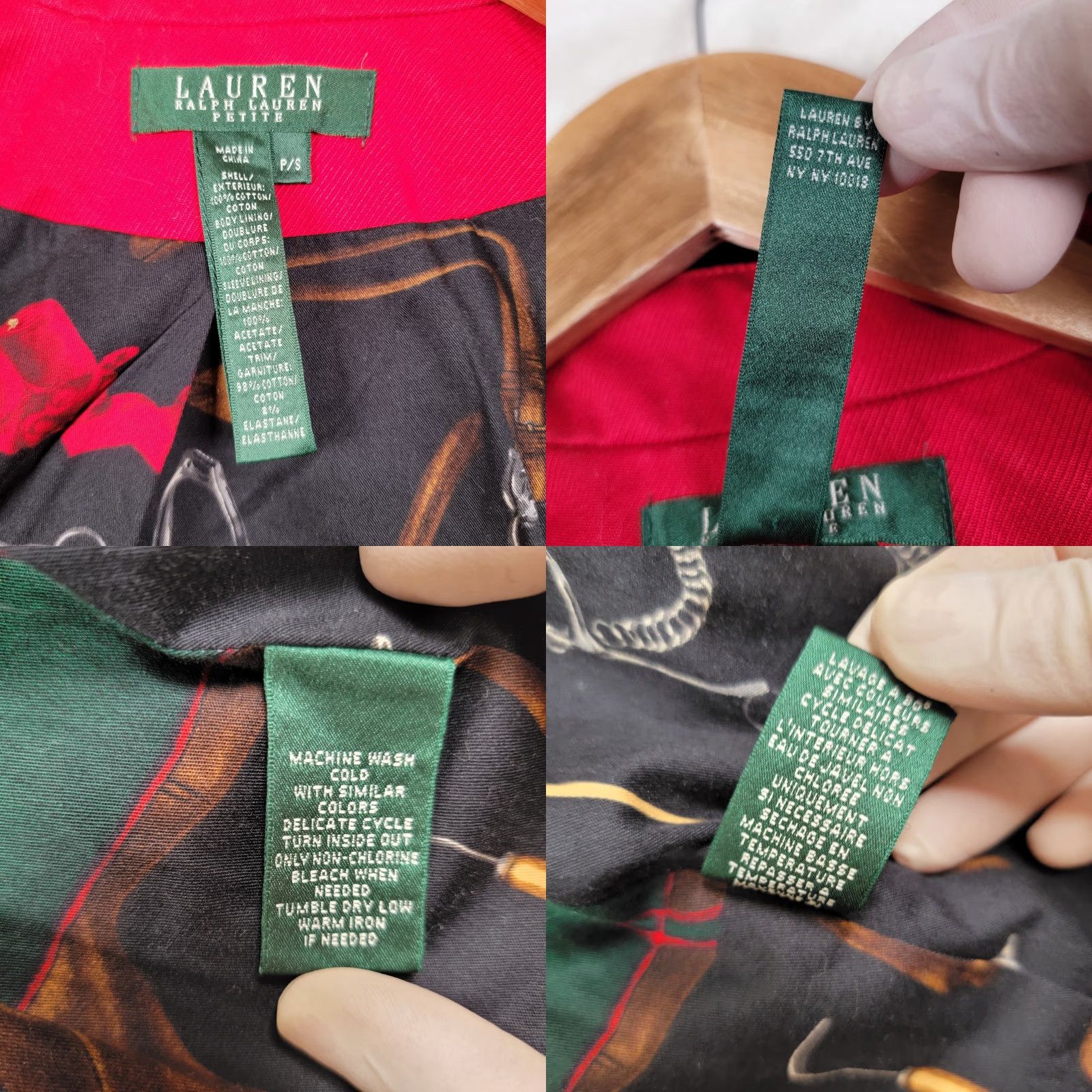 Ralph Lauren VINTAGE Lauren Ralph Lauren Womens Equestrian Red Jacket PS Petite Small Cotton Mid-Length Lightweight Full Zip Collared Pockets Boys? Size S / US 4 / IT 40 - 9 Thumbnail