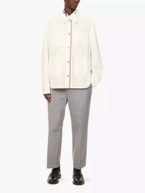 Thom Browne o1h1sh10525 Utility Patch Pocket Shirt in White Size US XL / EU 56 / 4 - 2 Thumbnail