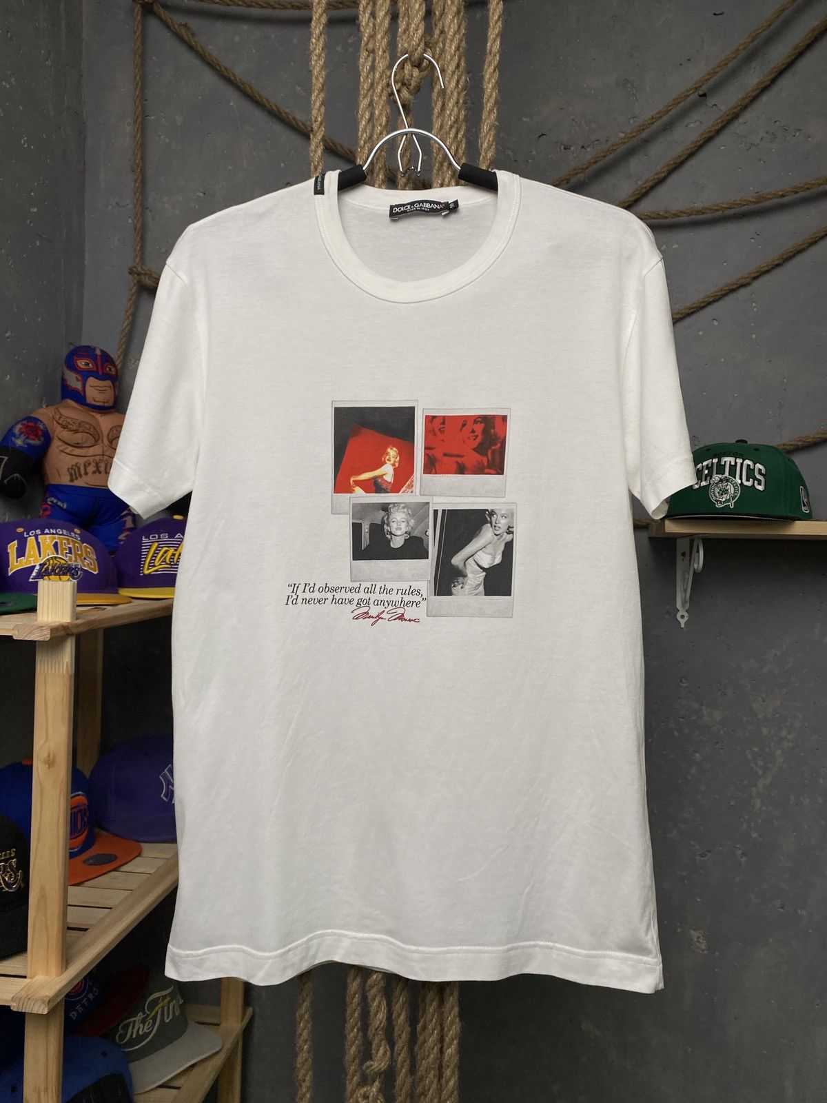 image of Dolce Gabbana Vintage Dolce & Gabbana Marylin Monroe T Shirt in White, Men's (Size Medium)