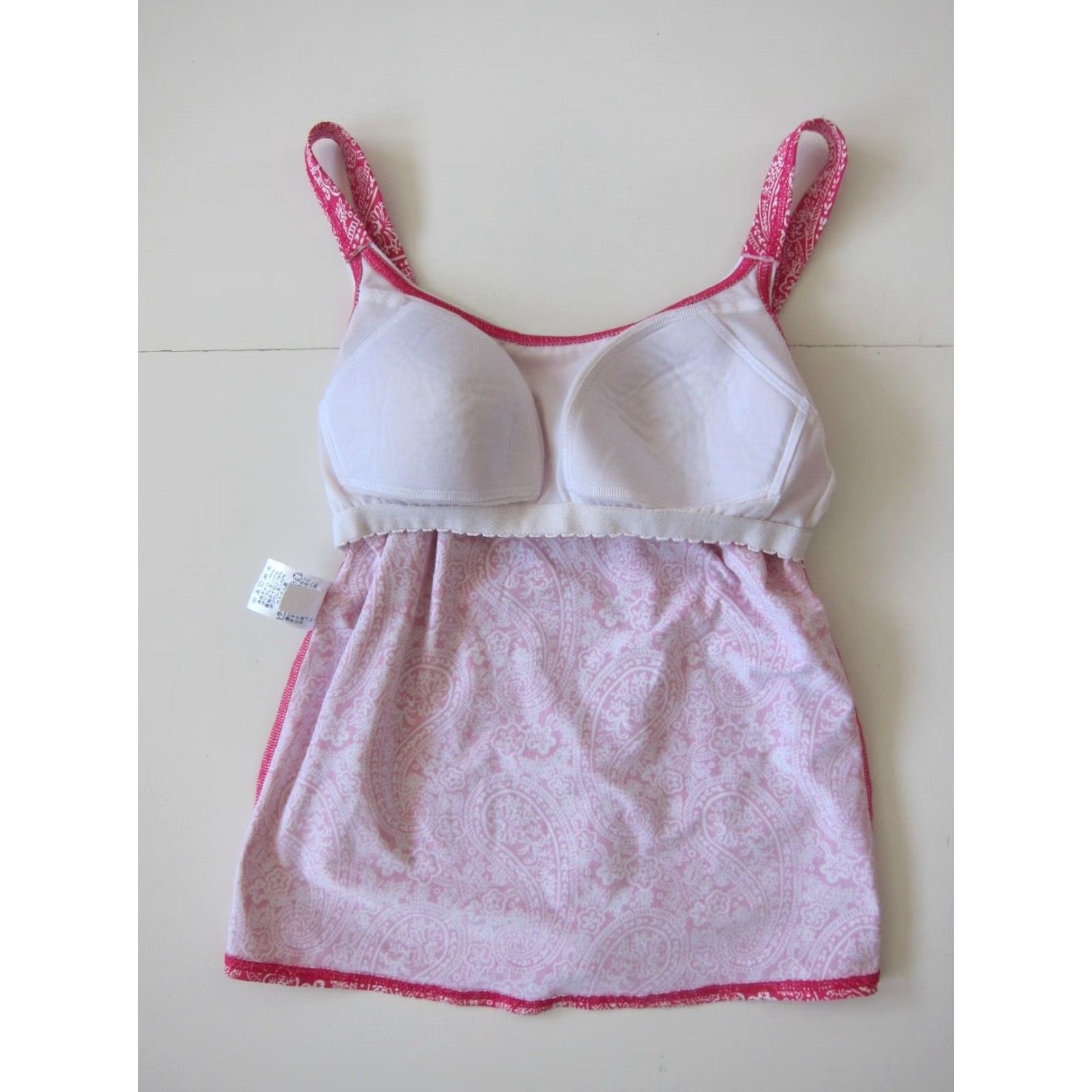 Lands' End VINTAGE Lands End Pink White Floral Built In Bra Tankini Swim Top Women Size 4 Size S / US 4 / IT 40 - 6 Thumbnail