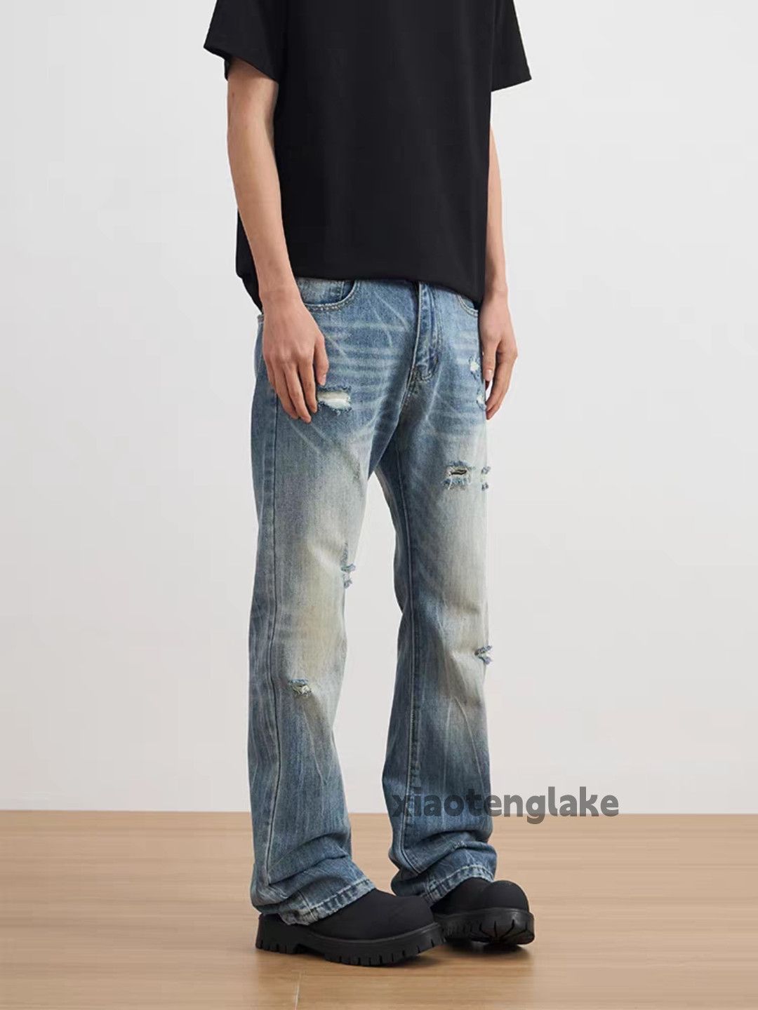 Jean Xz faded distressed ripped damaged hiphop punk jeans Size US 32 / EU 48 - 5 Thumbnail