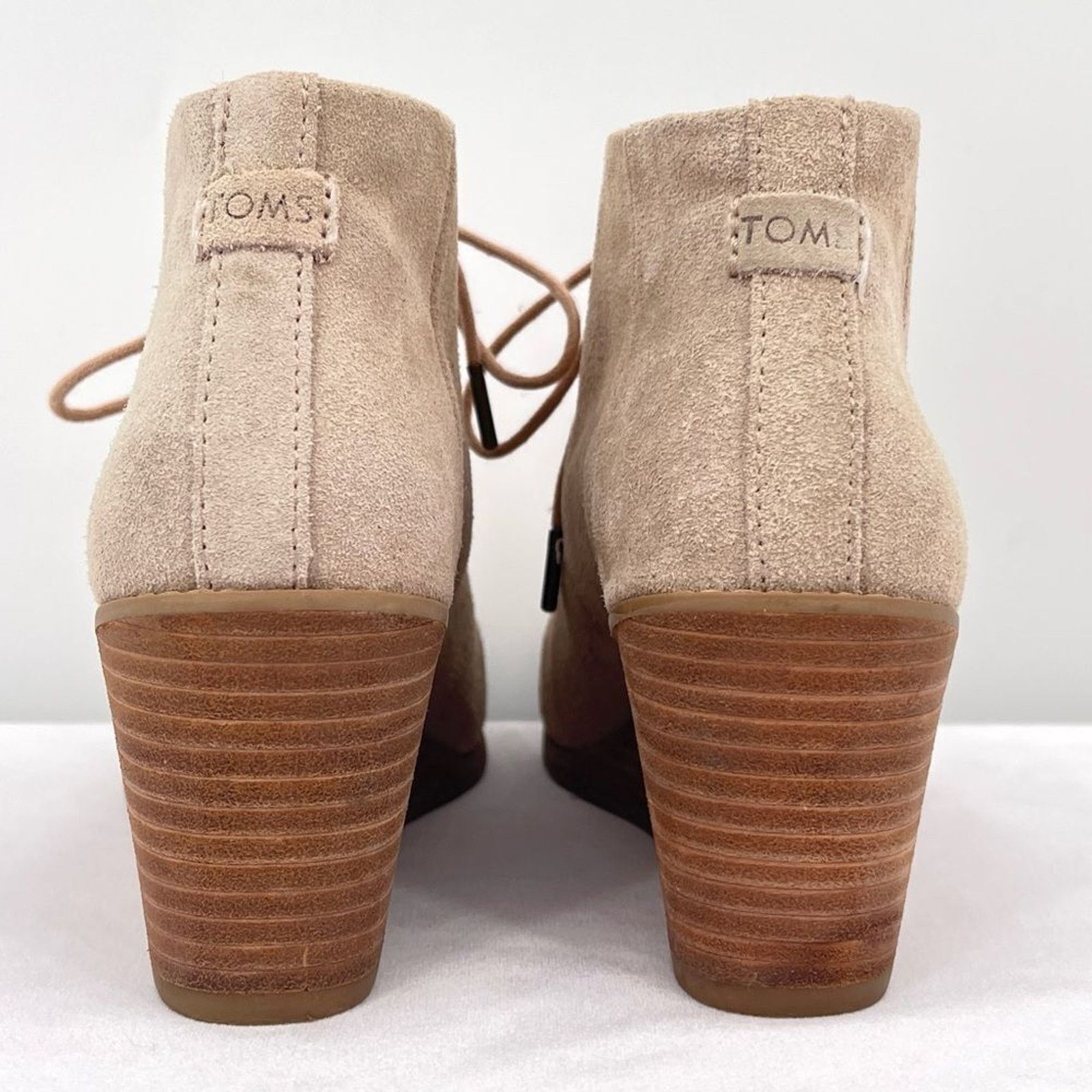 Toms Toms Hyde Suede Leather Creamy Tan Lace Up Wedge Heel Ankle Size US 8 / IT 38 - 5 Thumbnail