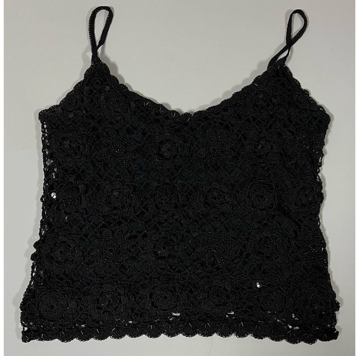 Nicole Miller Nicole Miller Black Crochet Beaded Top Shirt Blouse Size S 🖤 Size S / US 4 / IT 40 - 3 Thumbnail