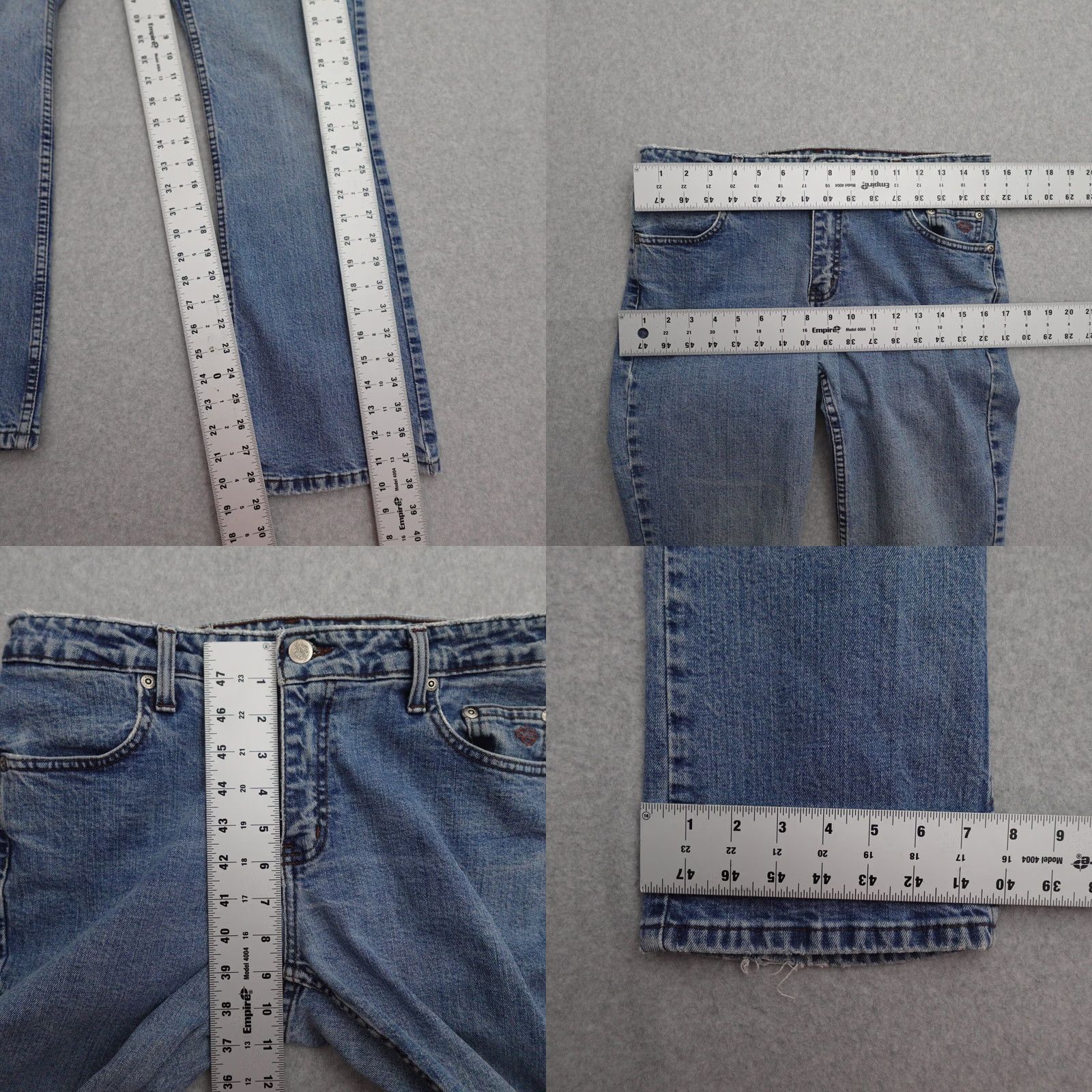 Harley Davidson Harley-Davidson Jeans Bootcut Womens Size 10P Blue Denim Distressed Plus Measurements in Pictures Size 32" / US 10 / IT 46 - 8 Thumbnail
