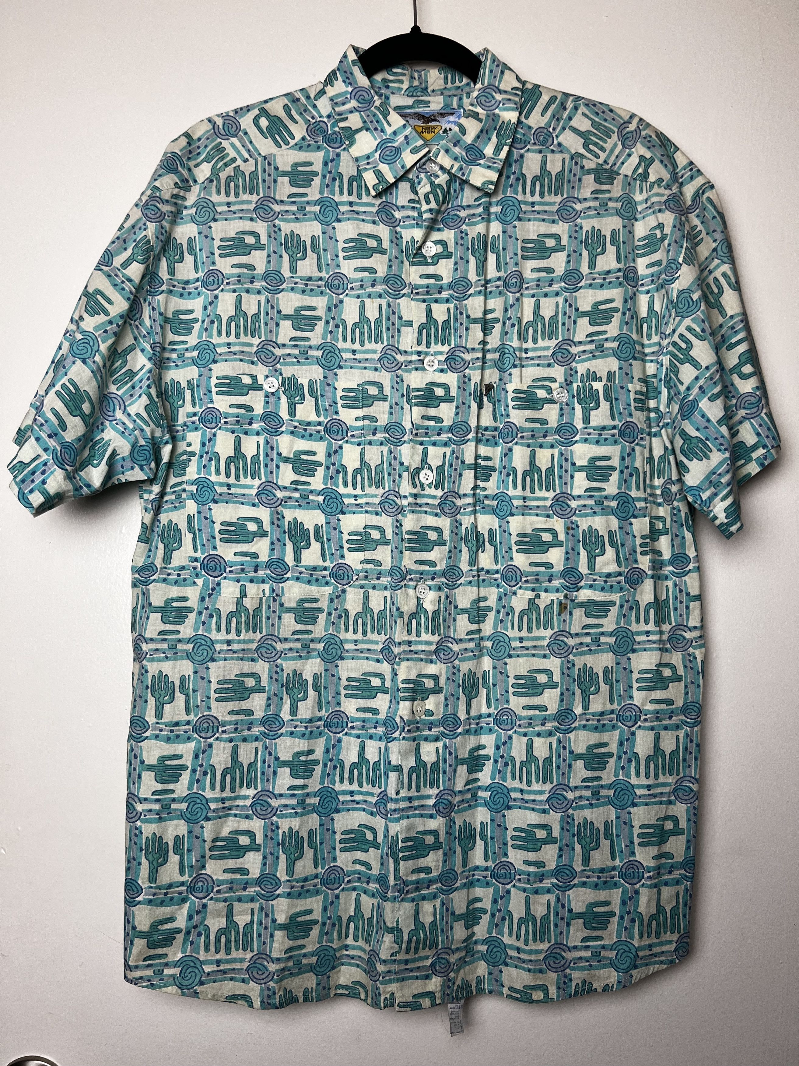 Vintage Vintage 1990's New Man Cactus Short Sleeve Button Up Shirt Size US L / EU 52-54 / 3 - 10 Thumbnail
