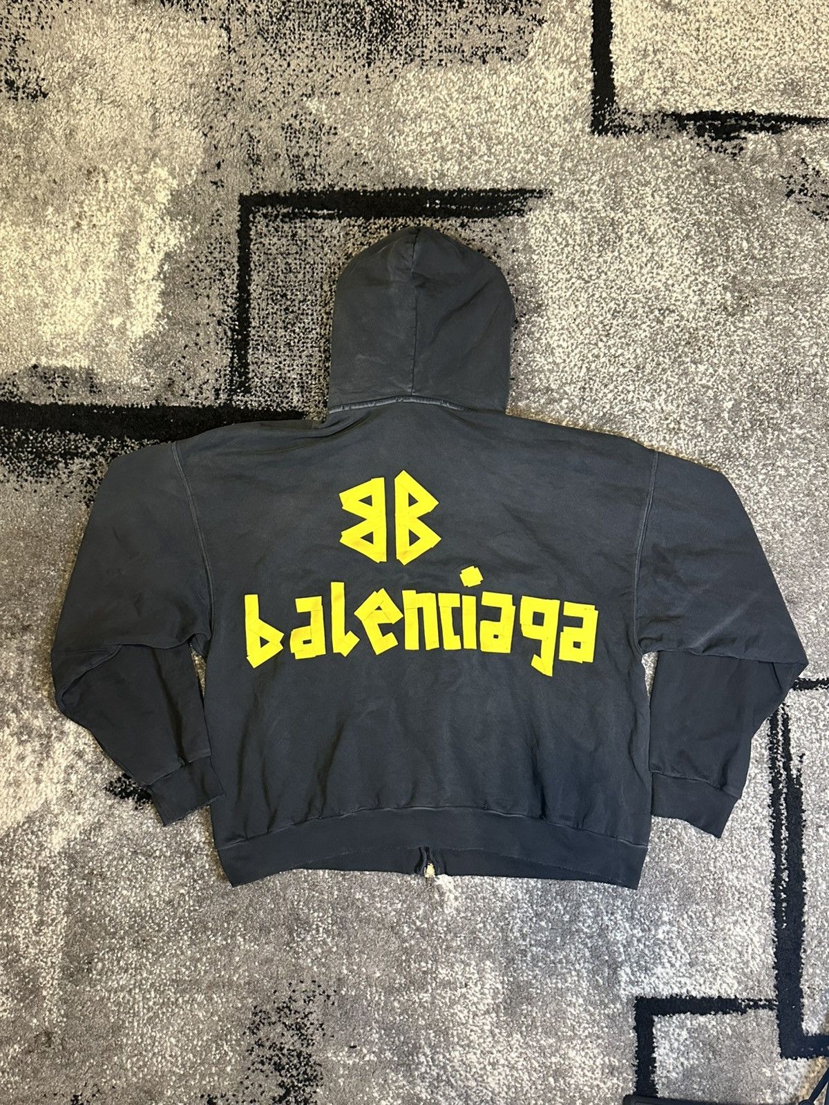 Balenciaga Tape Type Ripped Pocket Zip-Up Hoodie (Summer 23) Size US S / EU 44-46 / 1 - 2 Thumbnail