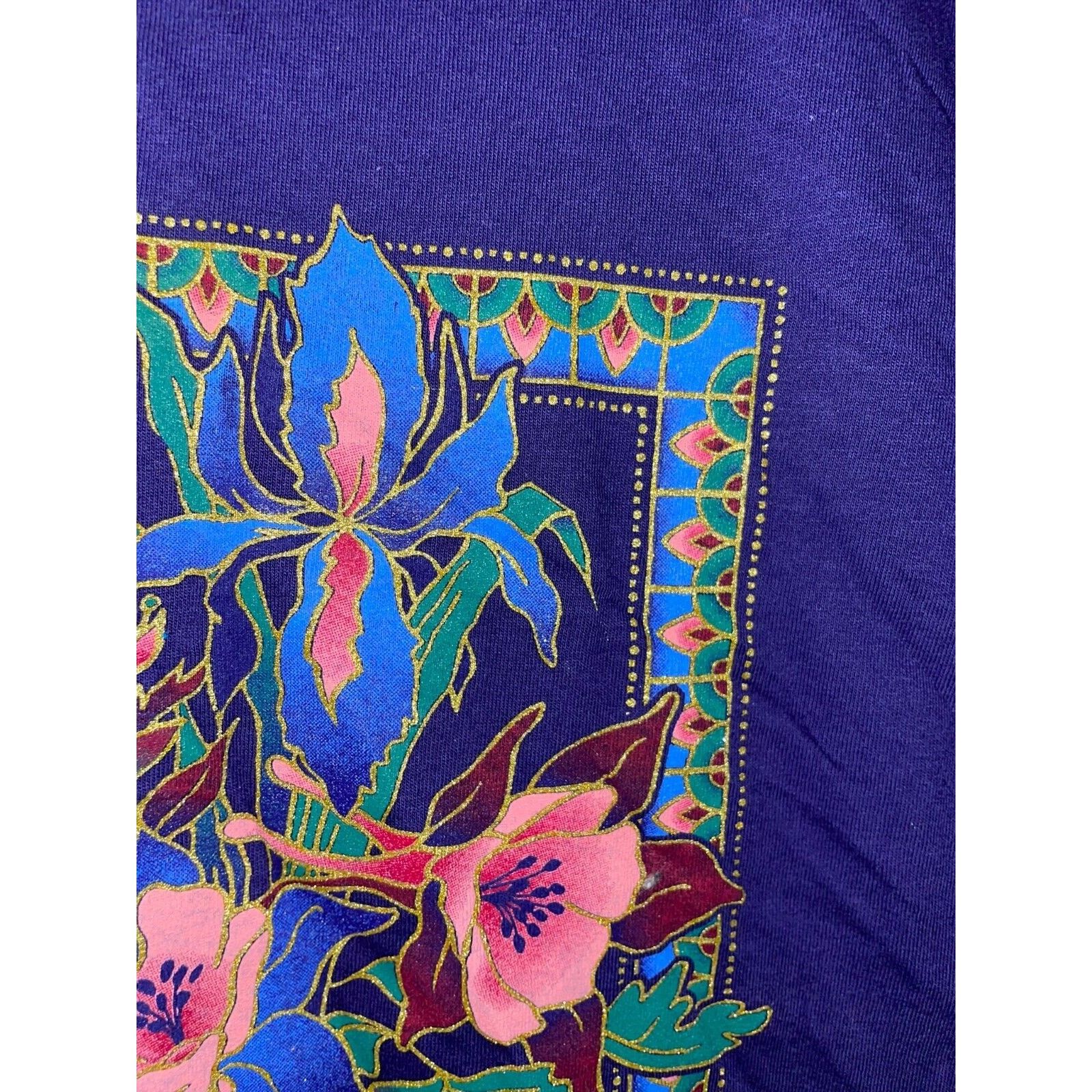Jerzees Vintage North Dakota Shirt Wild Flowers Purple 90s Tee VTG L Size US L / EU 52-54 / 3 - 6 Thumbnail