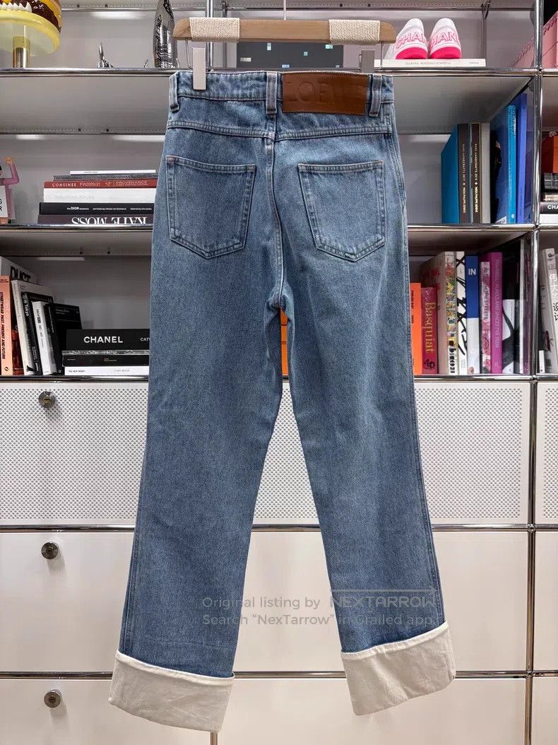 Loewe Loewe Blue rolled hem leather label logo straight leg jean Size 42" / US 20 - 6 Thumbnail