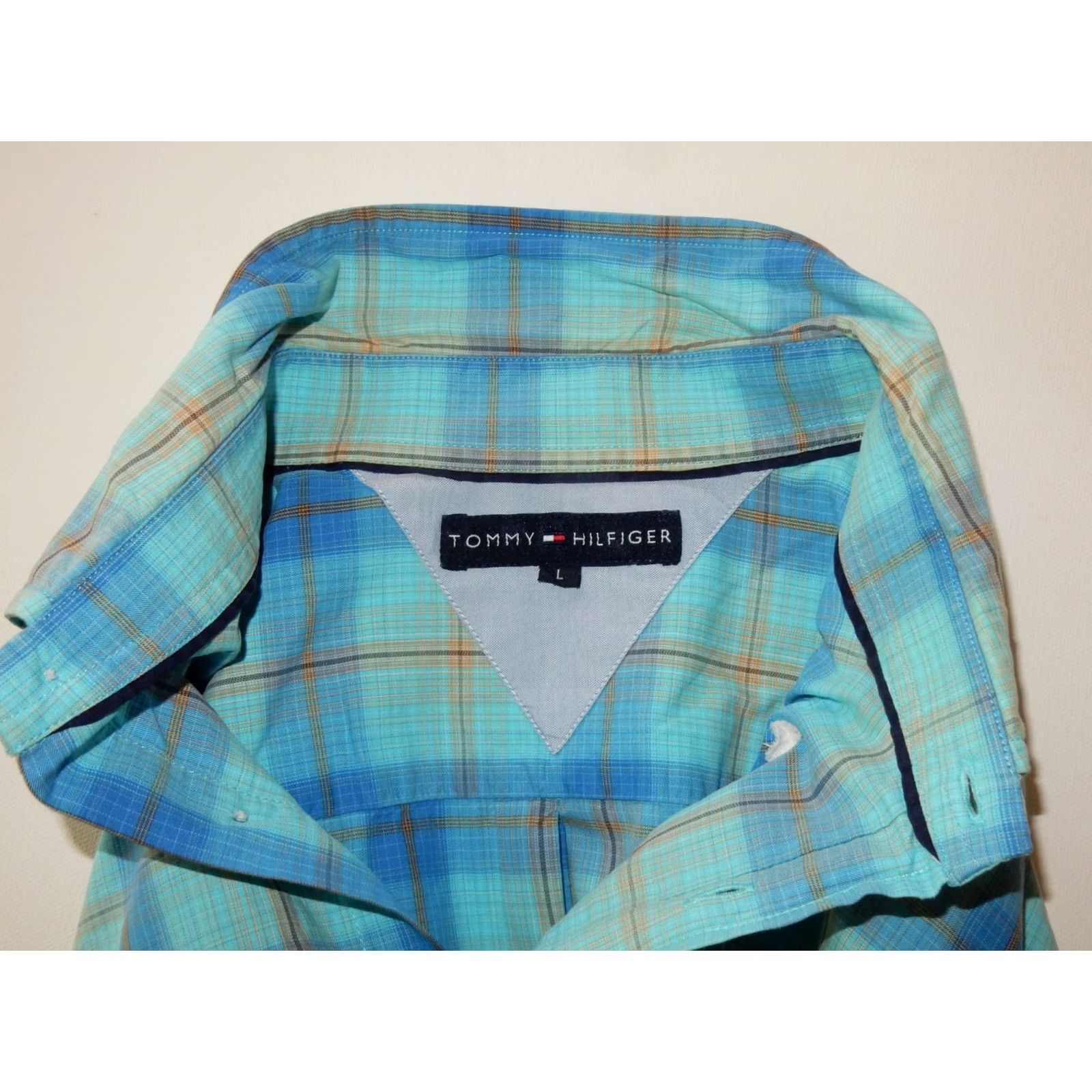 Tommy Hilfiger Tommy Hilfiger Men's Button Front Shirt Size L Plaid Cotton Long Sleeve Blue Shirt Size US L / EU 52-54 / 3 - 4 Thumbnail
