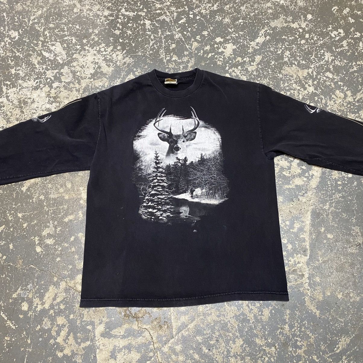 Japanese Brand × Vintage Vintage Deer Outdoor Black Long Sleeve Tshirt Size US XL / EU 56 / 4 - 3 Thumbnail