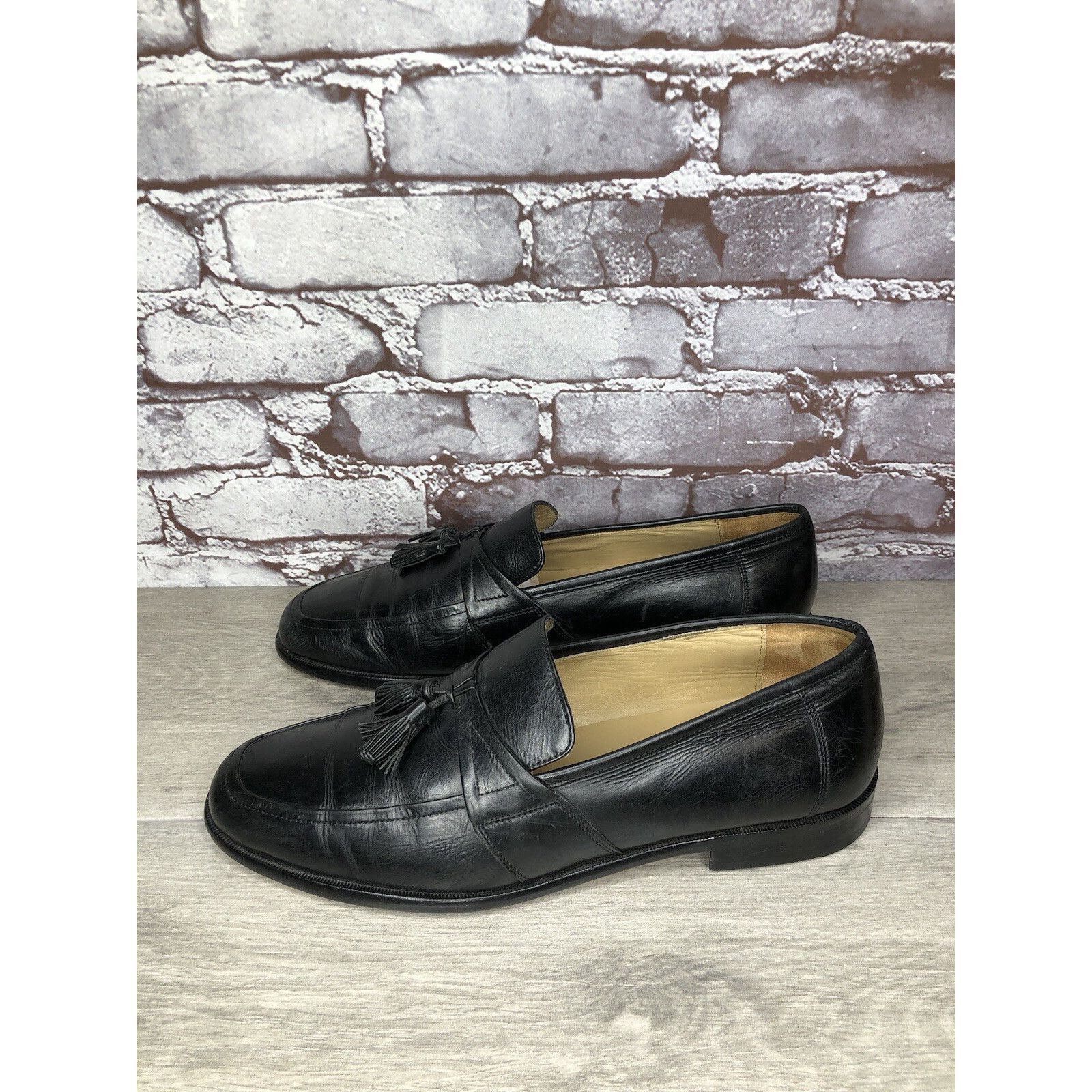 Johnston & Murphy Johnston & Murphy Black Leather Tassel Loafers Dress Shoes M Size US 11 / EU 44 - 17 Thumbnail