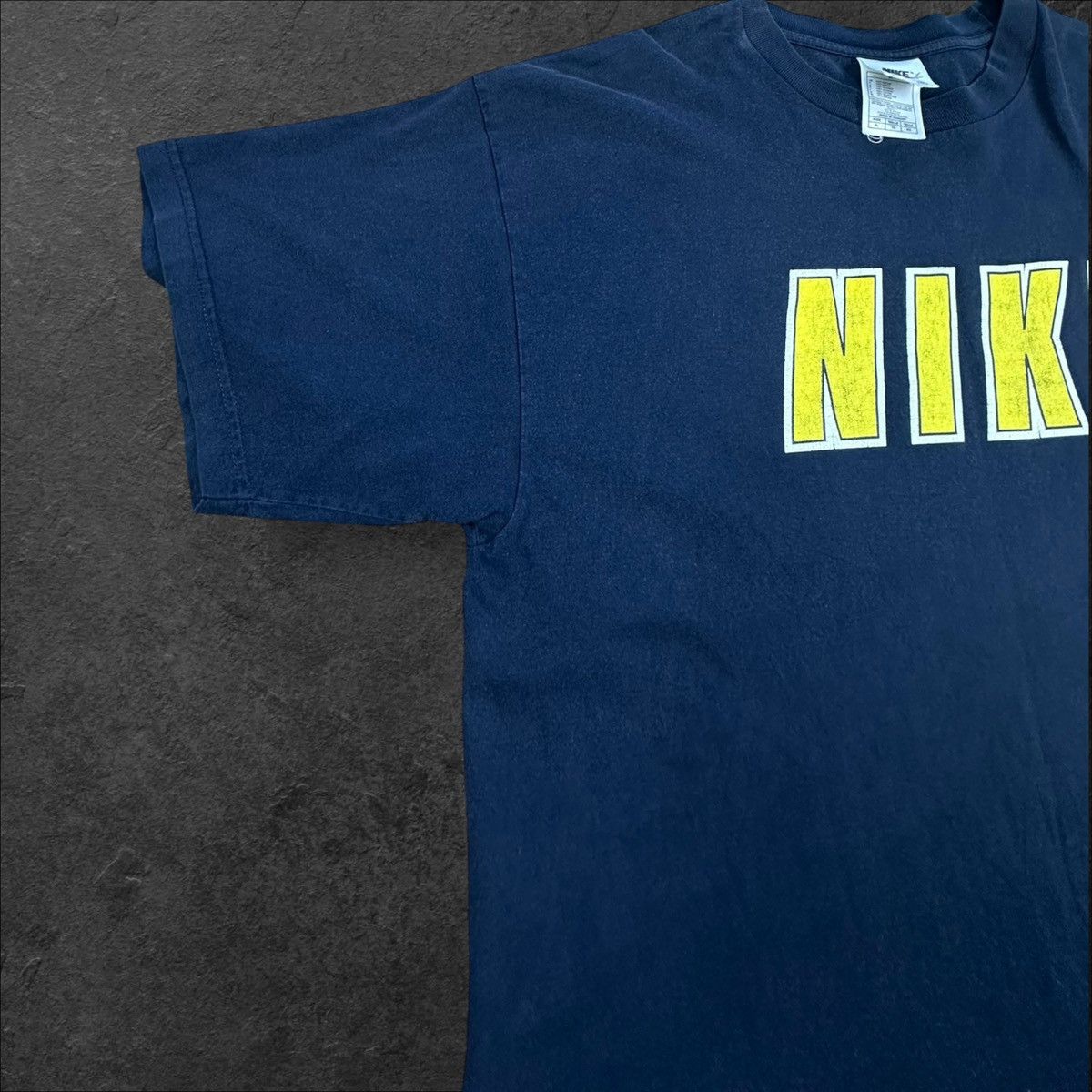 Nike × Vintage Vintage 90s Nike Big Logo Navy Blue T shirt XL Tee Size US XL / EU 56 / 4 - 7 Thumbnail
