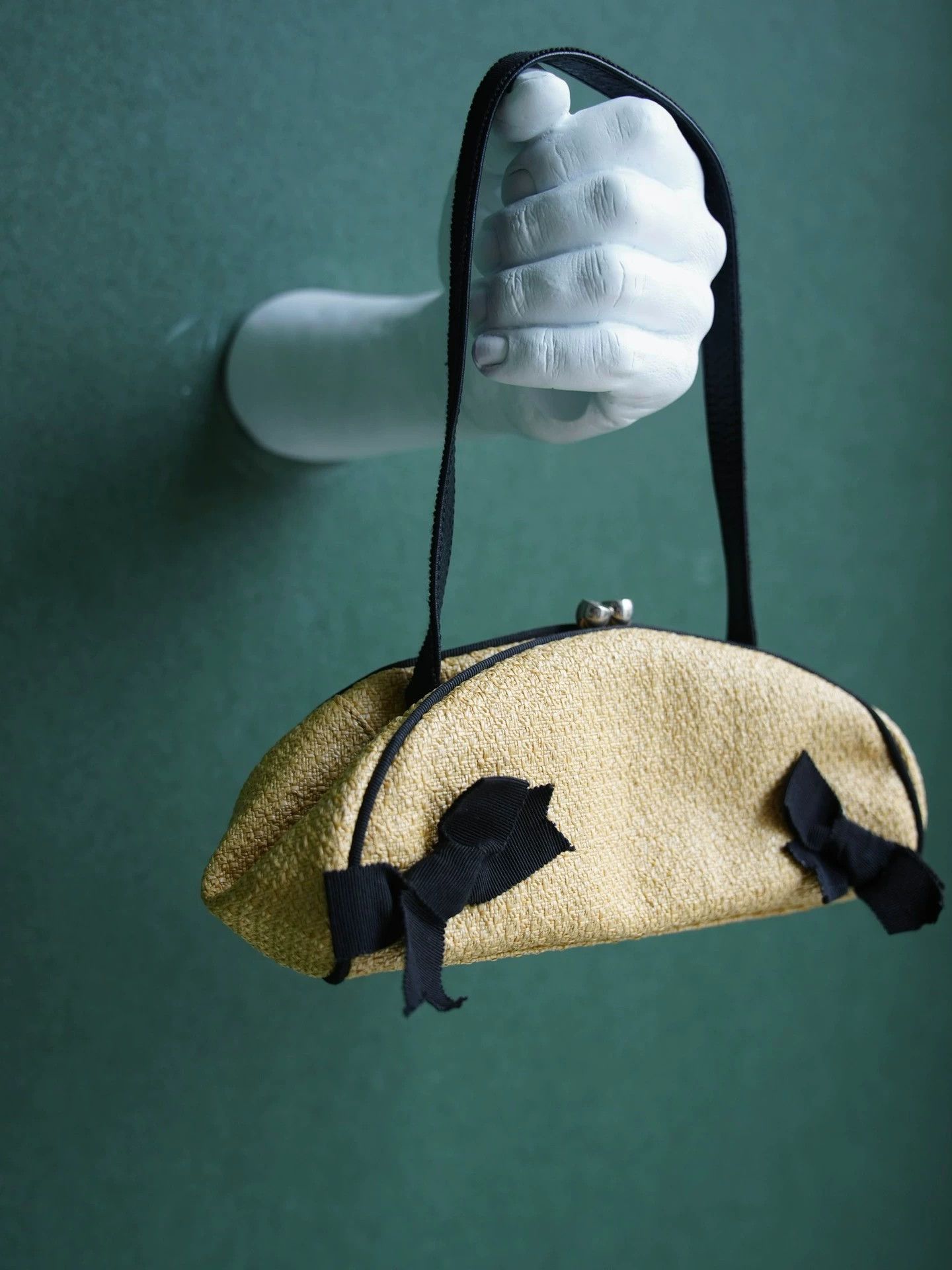 John Galliano John Galliano Vintage Straw Frog-Mouth Bow Handbag Size ONE SIZE - 3 Thumbnail