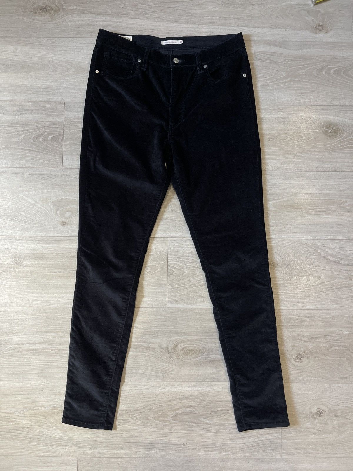 Levi's × Vintage Levi's Premium Mile High Super Skinny Black Velor Pants 32 Size 32" / US 10 / IT 46 - 8 Thumbnail