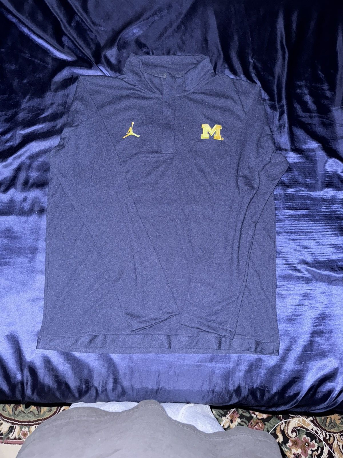 Jordan Brand University Michigan Jumpman Pullover 1/4 Zip Fleece Shirt Size US L / EU 52-54 / 3 - 6 Thumbnail