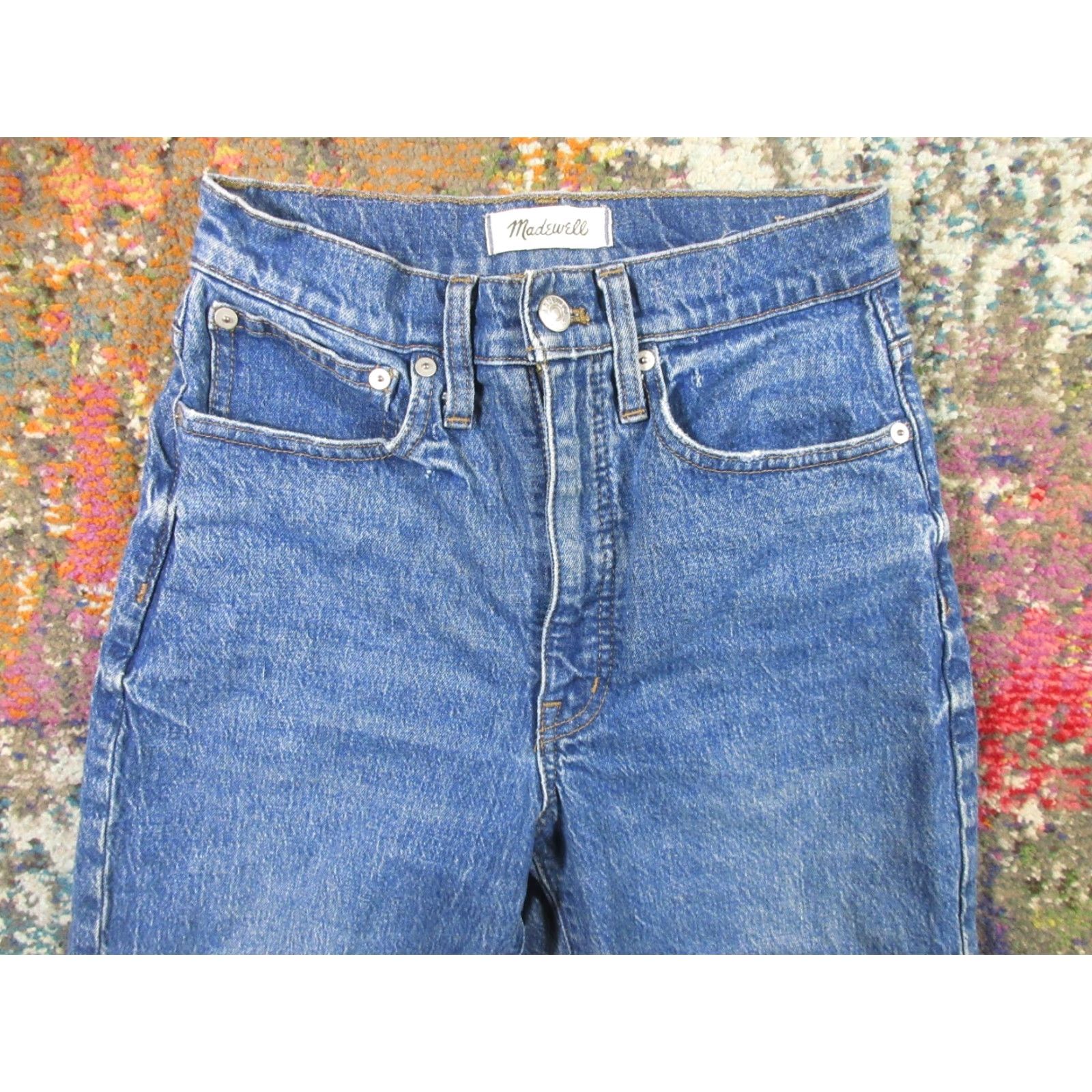 Madewell Madewell Jeans Womens 24 Balloon High Rise Paperbag 26 Inseam Denim Blue 90s Solid Medium Wash Jeans Womens Size 42" / US 20 - 3 Thumbnail