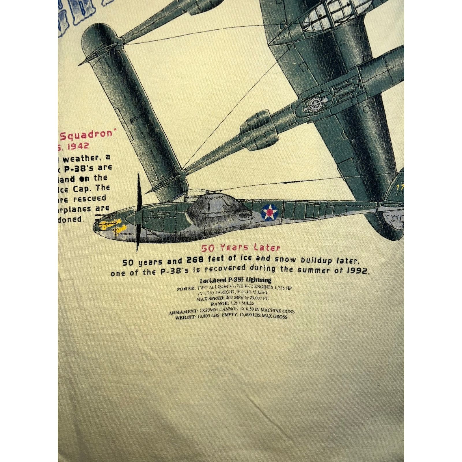 Hanes Vintage P-38F Lightning Shirt Glacier Girl The Lost Squadron Size US XL / EU 56 / 4 - 10 Thumbnail