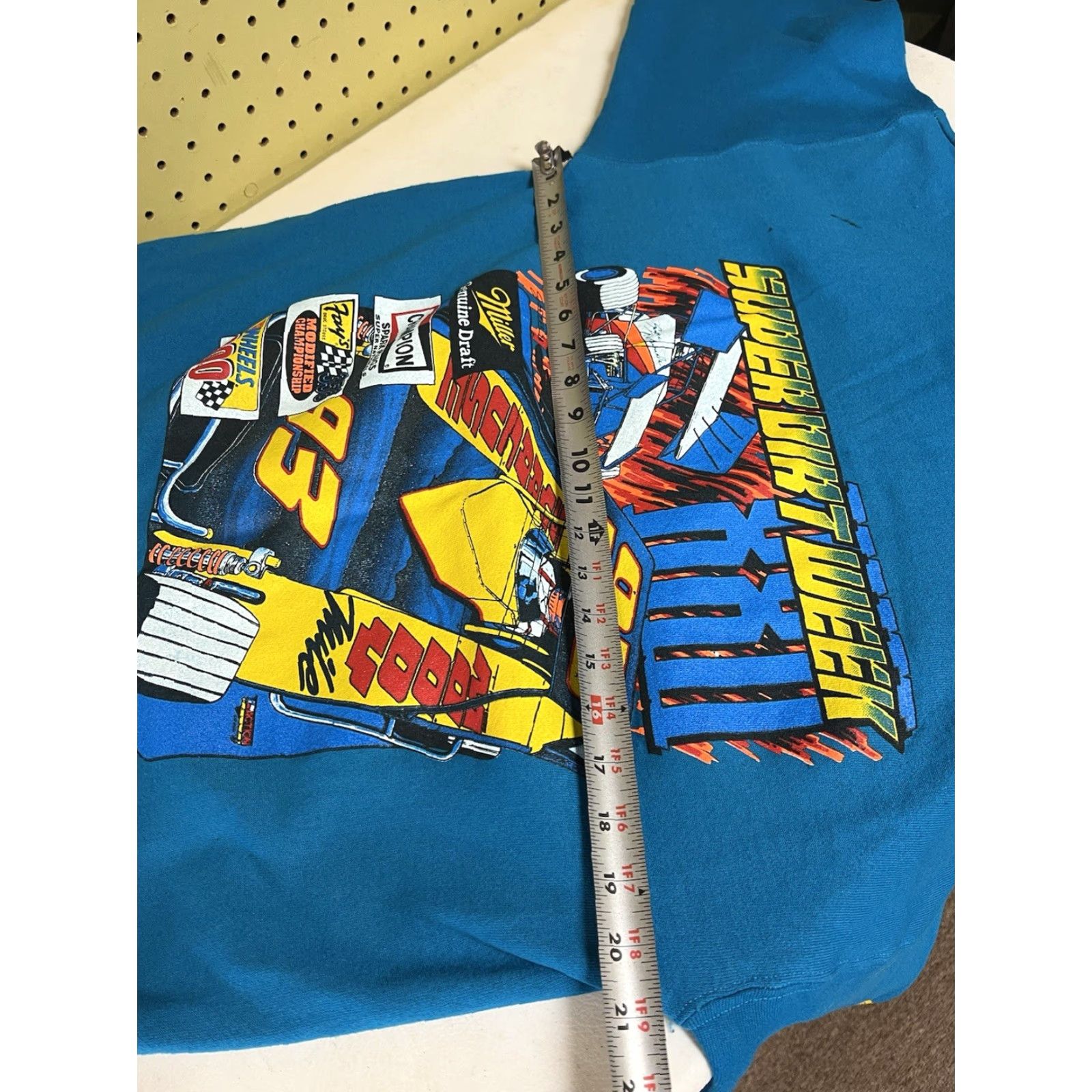 Hanes VINTAGE Syracuse NY Super Nationals Dirt Race Hoodie Sweatshirt 1993 dark Mark Hanes Teal L Men Racing Pullover Hoodie Shirt Mens Size US L / EU 52-54 / 3 - 7 Thumbnail