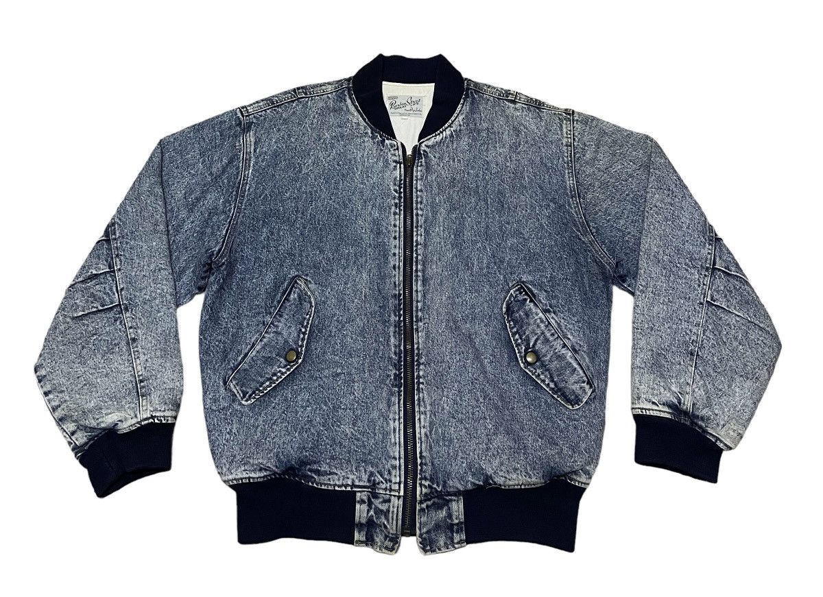 Vintage Vtg Big John MA-1 Flying Man Acid Wash Bomber Jacket 1990s Size US L / EU 52-54 / 3 - 1 Thumbnail