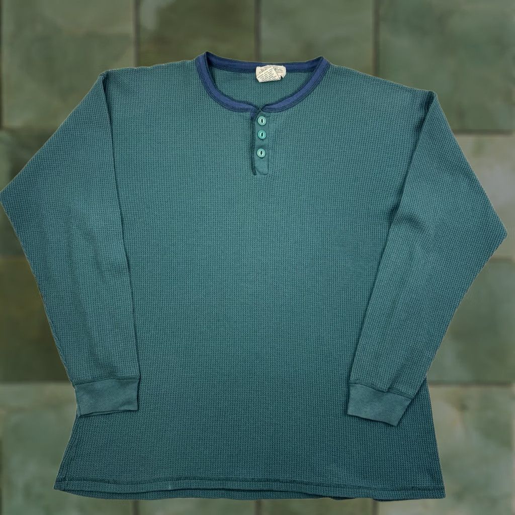 Vintage VINTAGE St Johns Bay Henley Shirt Adult Large Green Hipster Punk Outdoor Classic 90s Mens Size US L / EU 52-54 / 3 - 1 Thumbnail