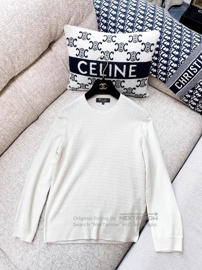 Loro Piana Loro Piana Off-white long-sleeve cashmere cable knit top Size XS / US 0-2 / IT 36-38 - 3 Thumbnail
