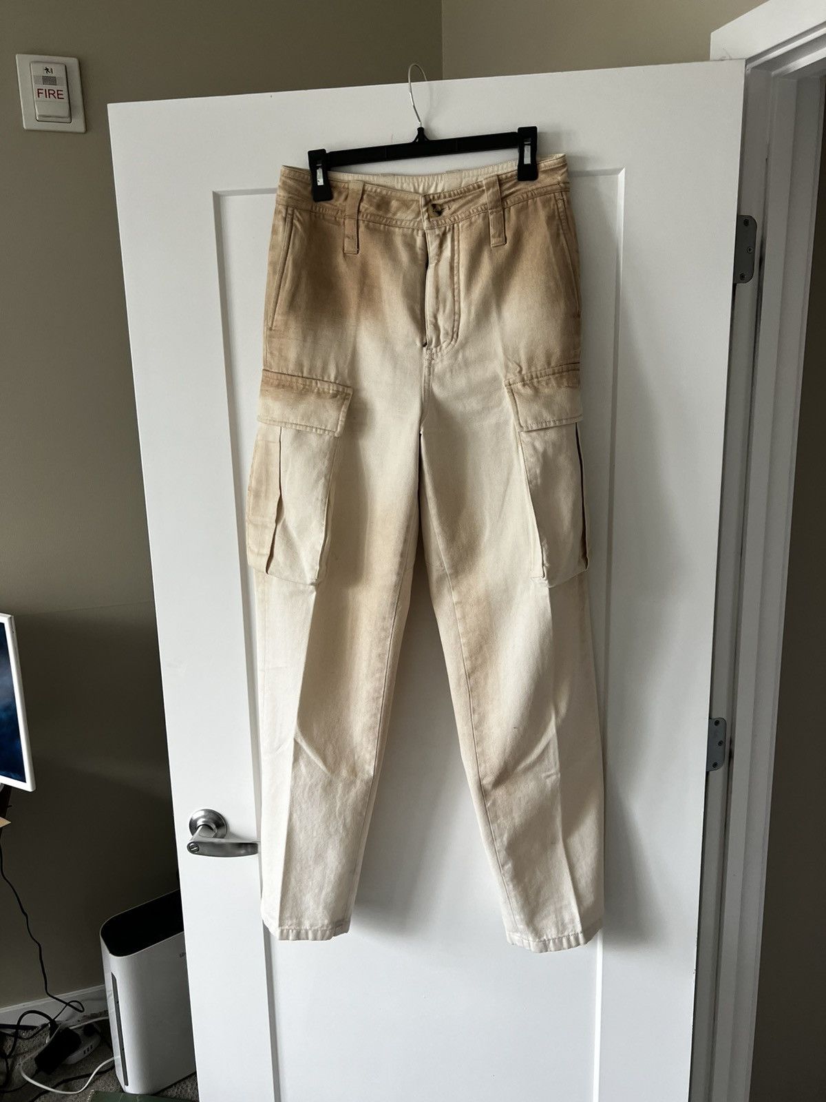 Acne Studios Acne Studios: Beige High-Waisted Cargo Pant Size US 32 / EU 48 - 1 Thumbnail