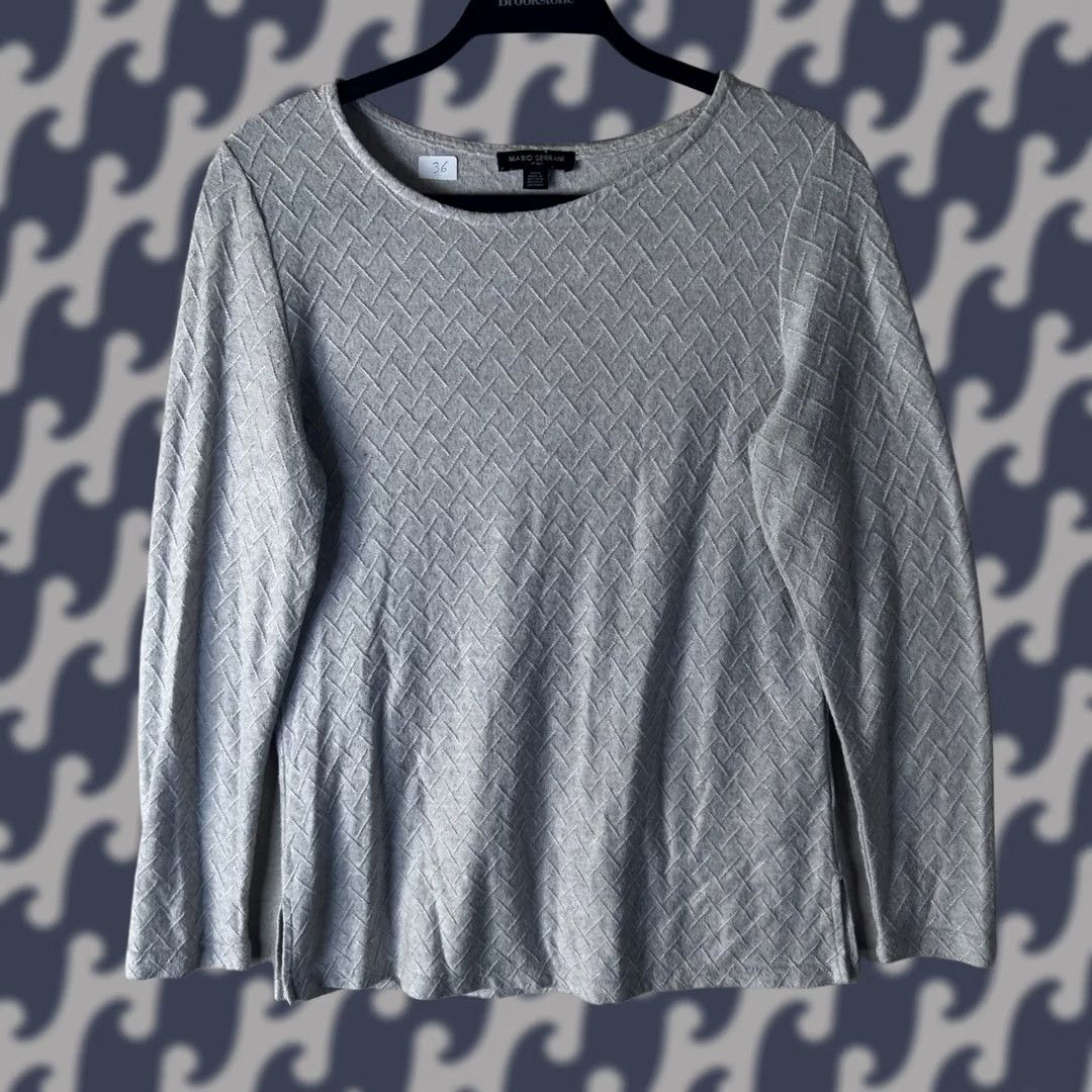 Vintage Mario Serrani Italy Gray Basketweave Knit Long Sleeve Top - Small Size S / US 4 / IT 40 - 1 Thumbnail