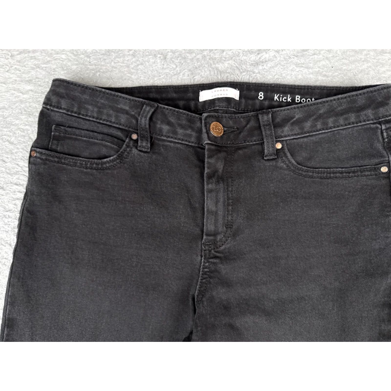 Vintage LC Lauren Conrad Kick Boot Jeans Womens 8 Black Cotton Mid Rise Slim Stretch 30x25 Jeans Size 30" / US 8 / IT 44 - 4 Thumbnail