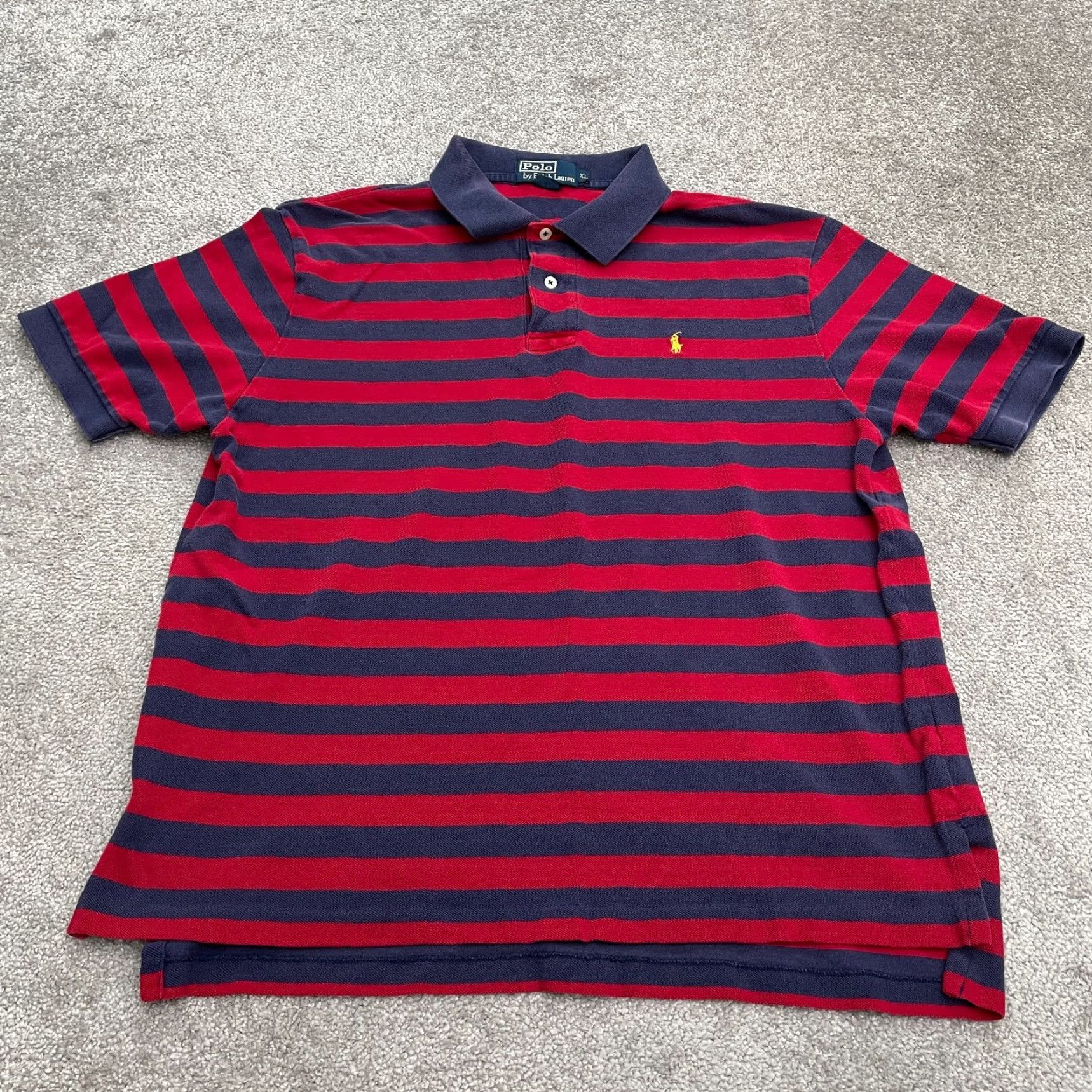 Ralph Lauren VINTAGE Polo Ralph Lauren Polo Shirt Mens XL Red Blue Striped Short Sleeve Cotton Golf Size US XL / EU 56 / 4 - 2 Thumbnail