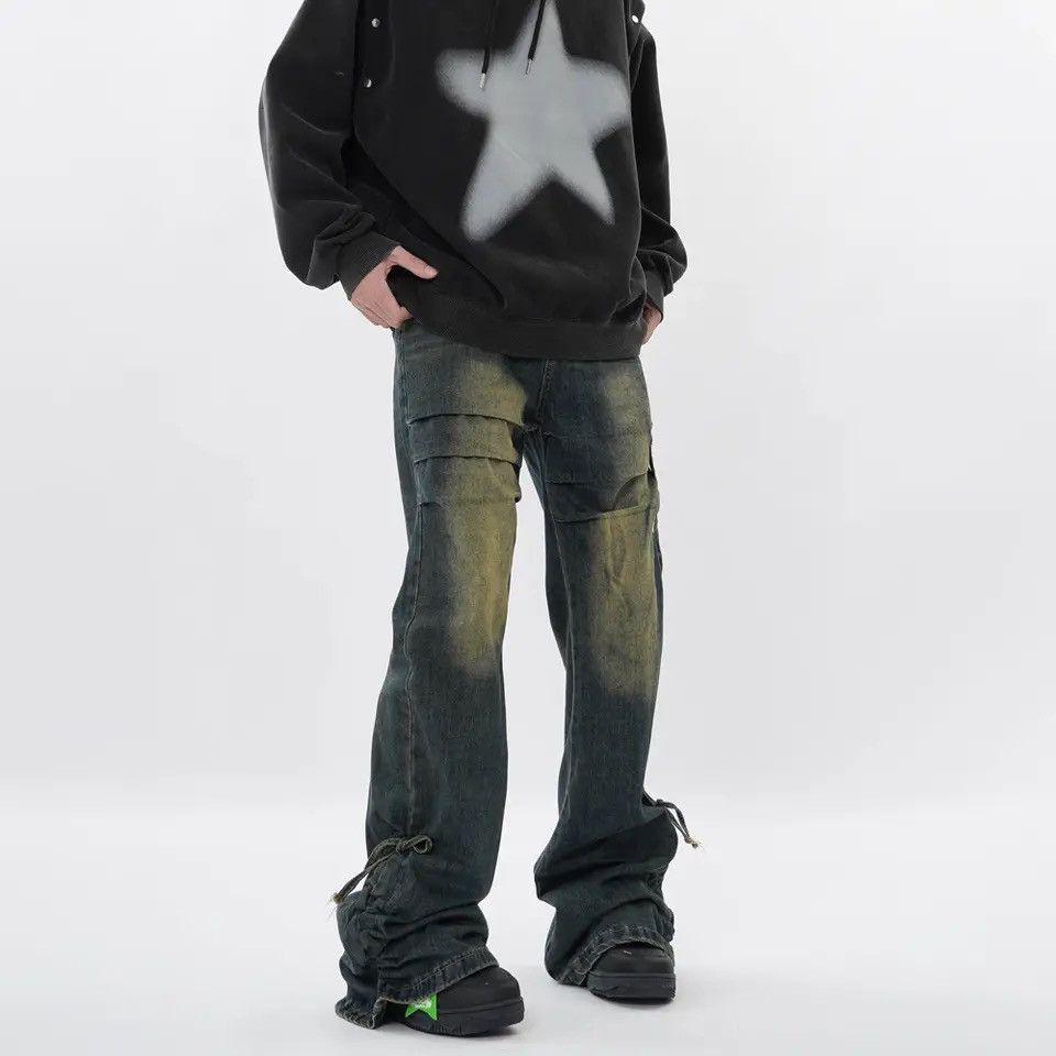 Japanese Brand × Vintage Unisex Y2K Stacked Baggy Flare Jeans Size US 33 - 2 Thumbnail
