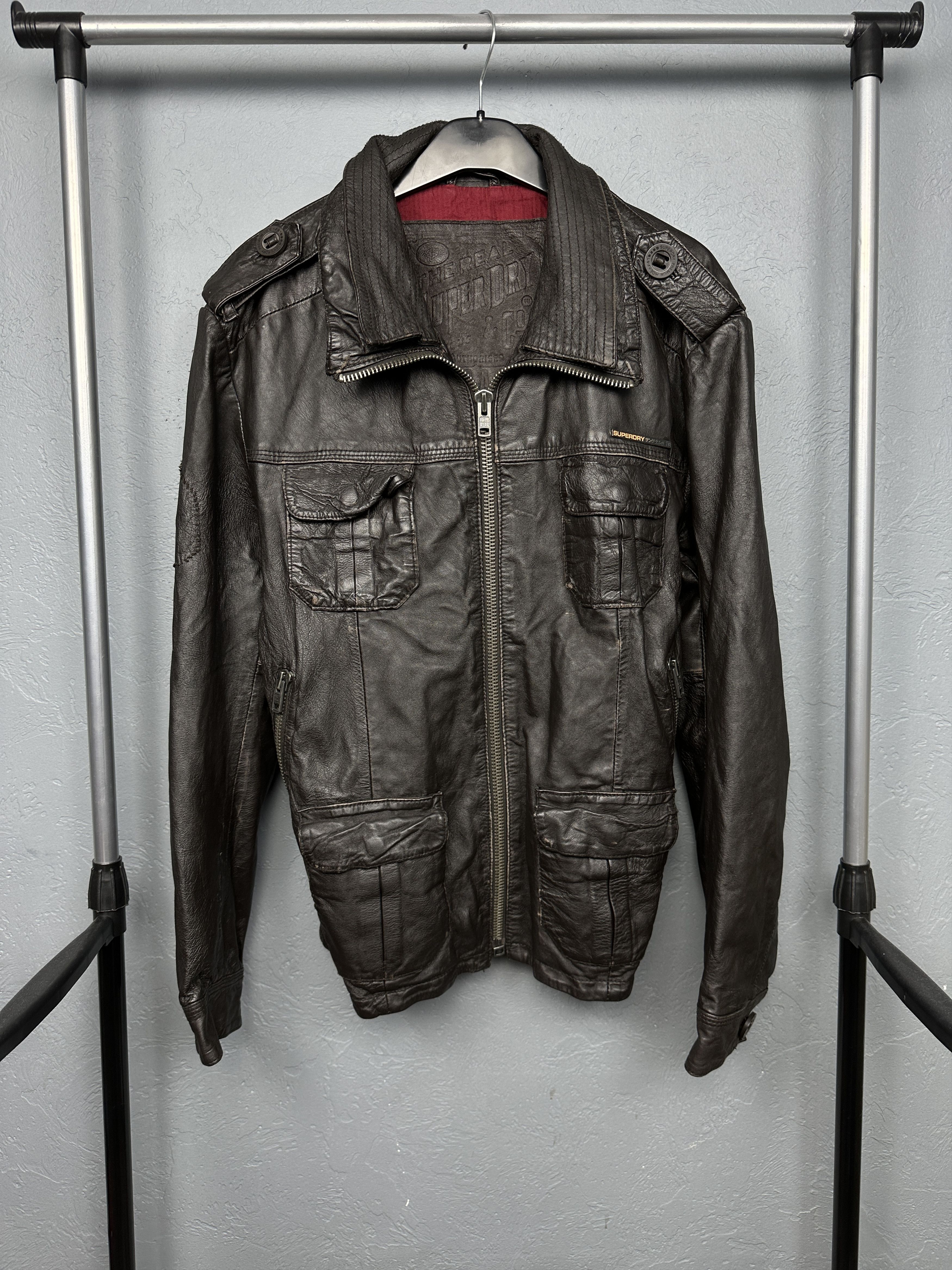 Superdry Superdry Mens Genuine Leather Biker Jacket Size US L / EU 52-54 / 3 - 1 Thumbnail