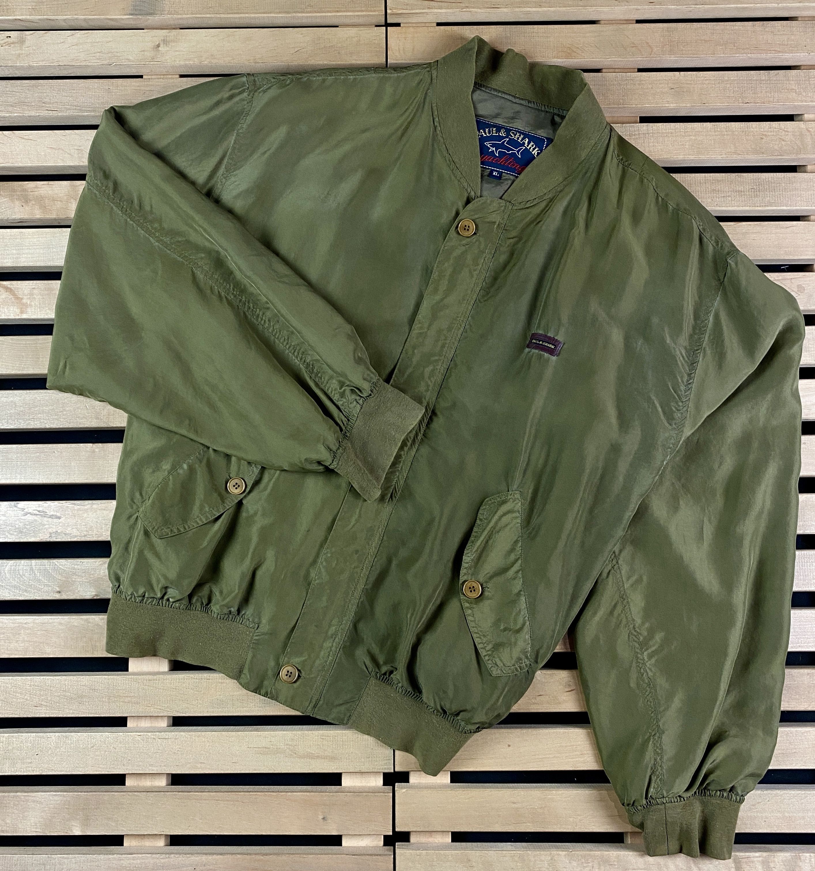 Luxury Paul Shark Vintage Men s Silk Bomber Jacket Paul Shark Vintage Size XL Green Grailed
