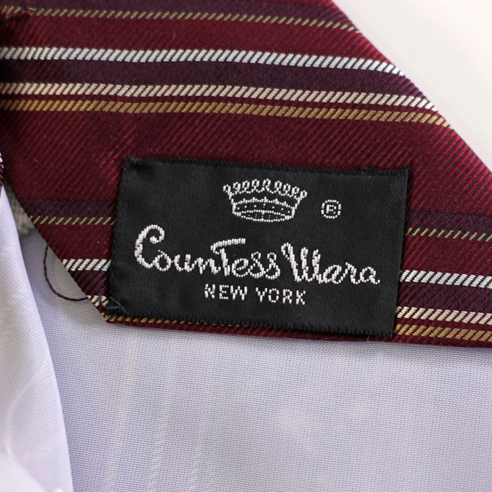 Countess Mara Countess Mara Moroon Red Woven Striped Short Silk Tie Size ONE SIZE - 4 Thumbnail